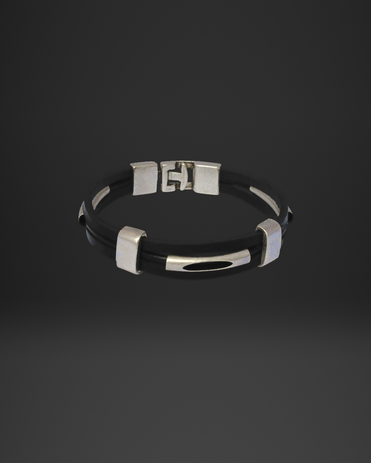 Tube and Slider Double-Strand Leather Bracelet