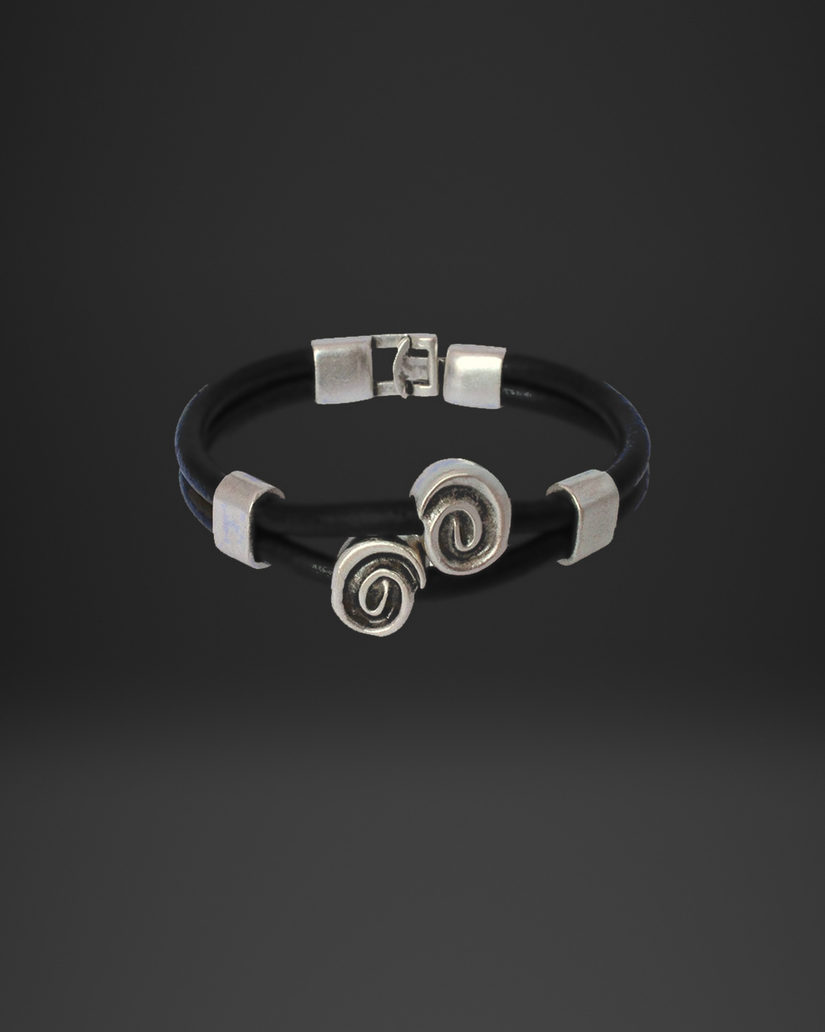 Twin Spiral Rose Double-Strand Leather Bracelet
