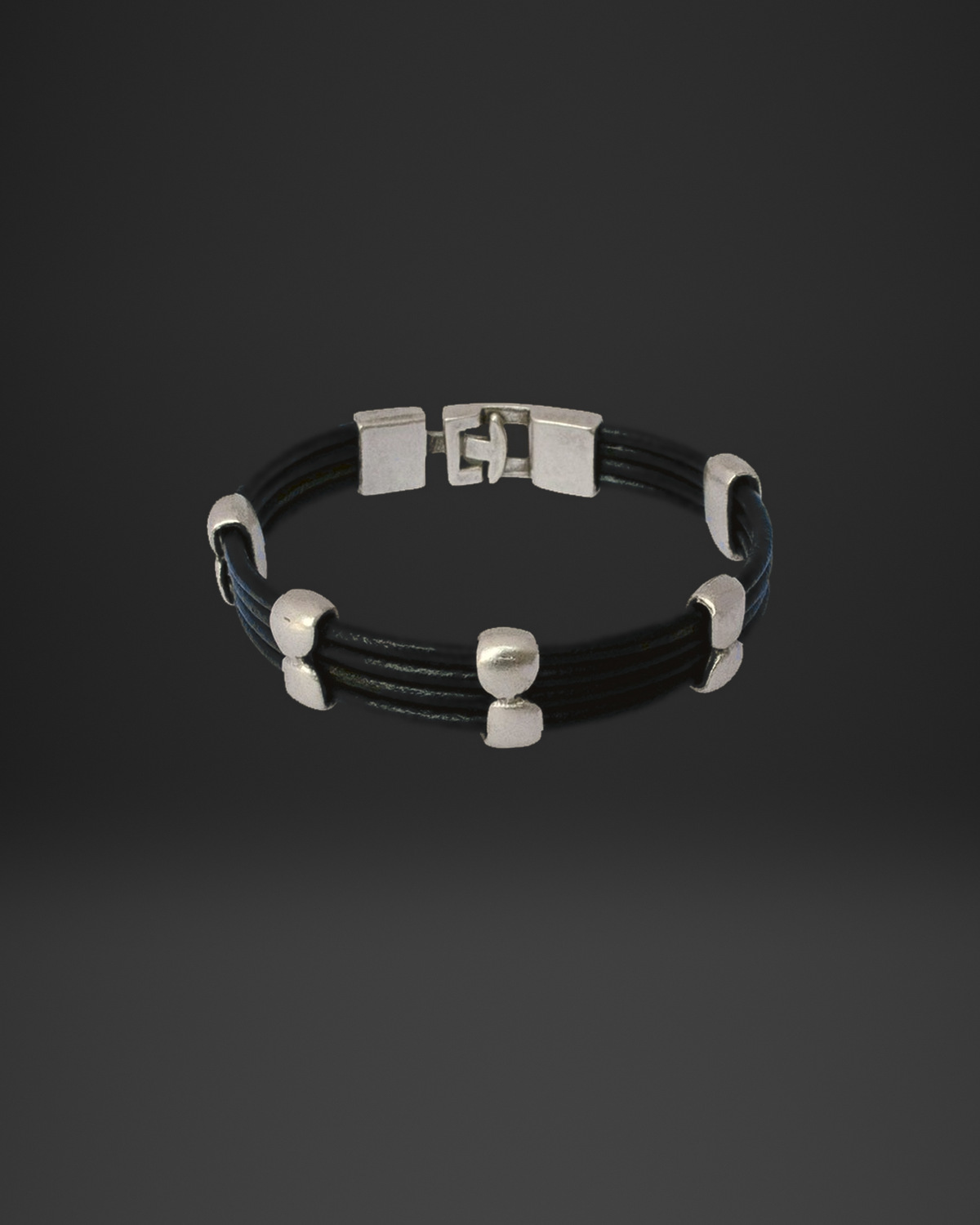 Split Bead Slider Multi-Strand Leather Bracelet