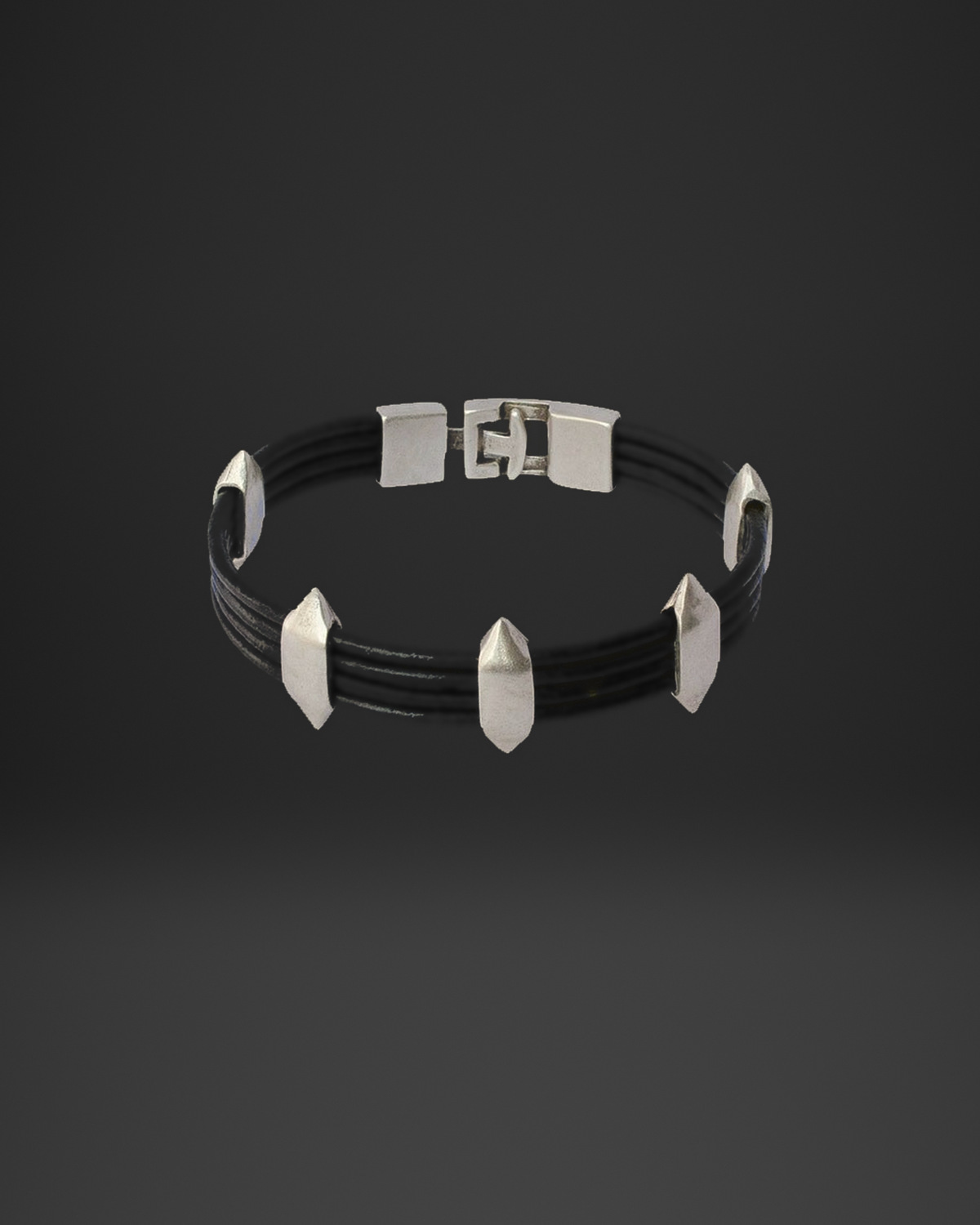 Arrowhead Spike Multi-Strand Leather Bracelet