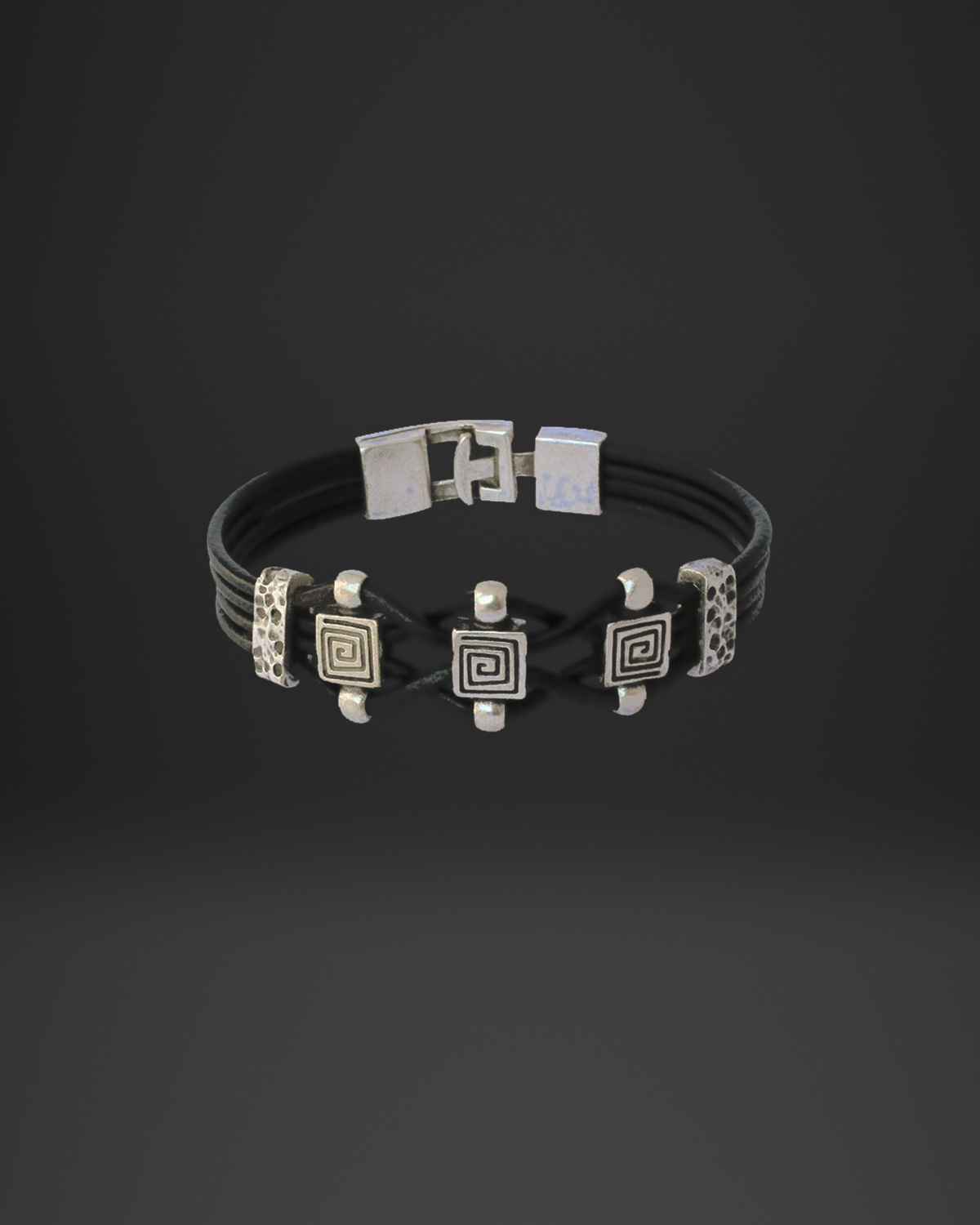 Square Spiral Maze Multi-Strand Leather Bracelet