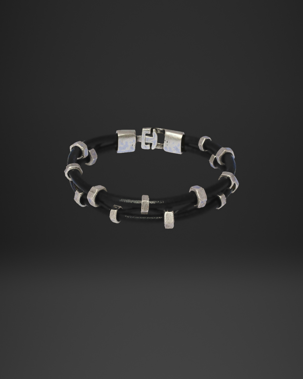 Hexagon Nut Bead Multi-Strand Leather Bracelet