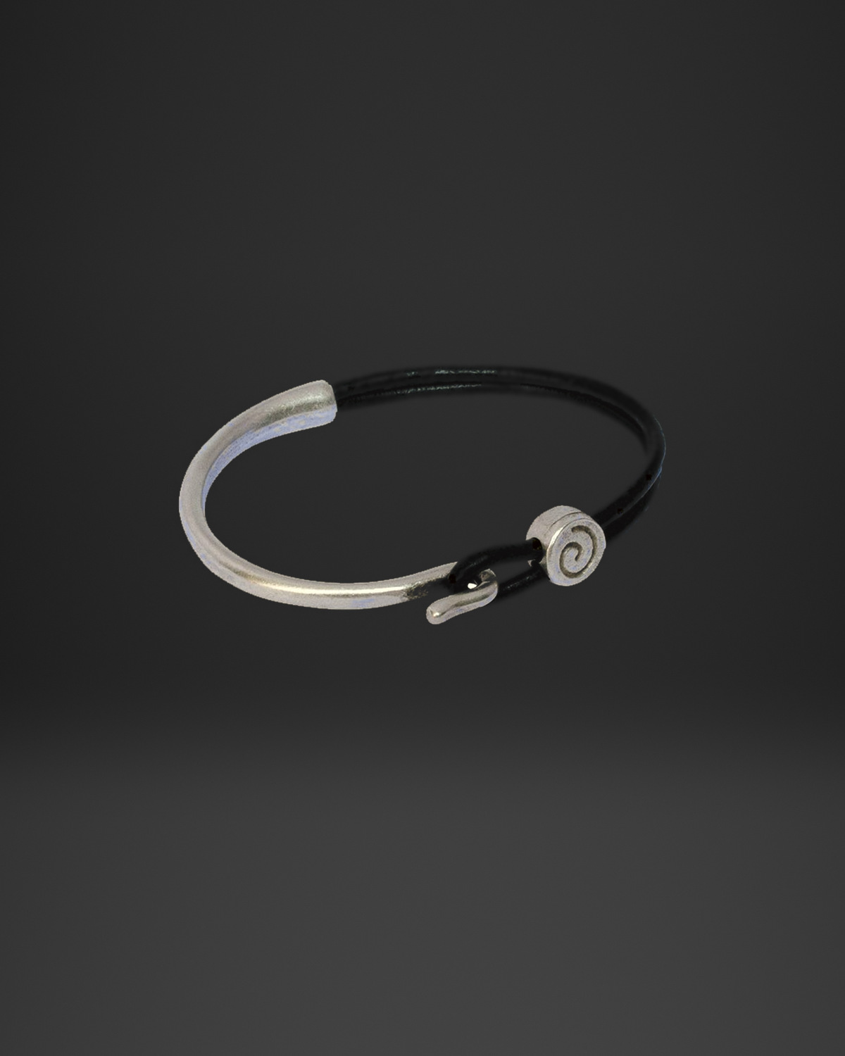 Spiral Hook Half-Cuff Leather Bracelet