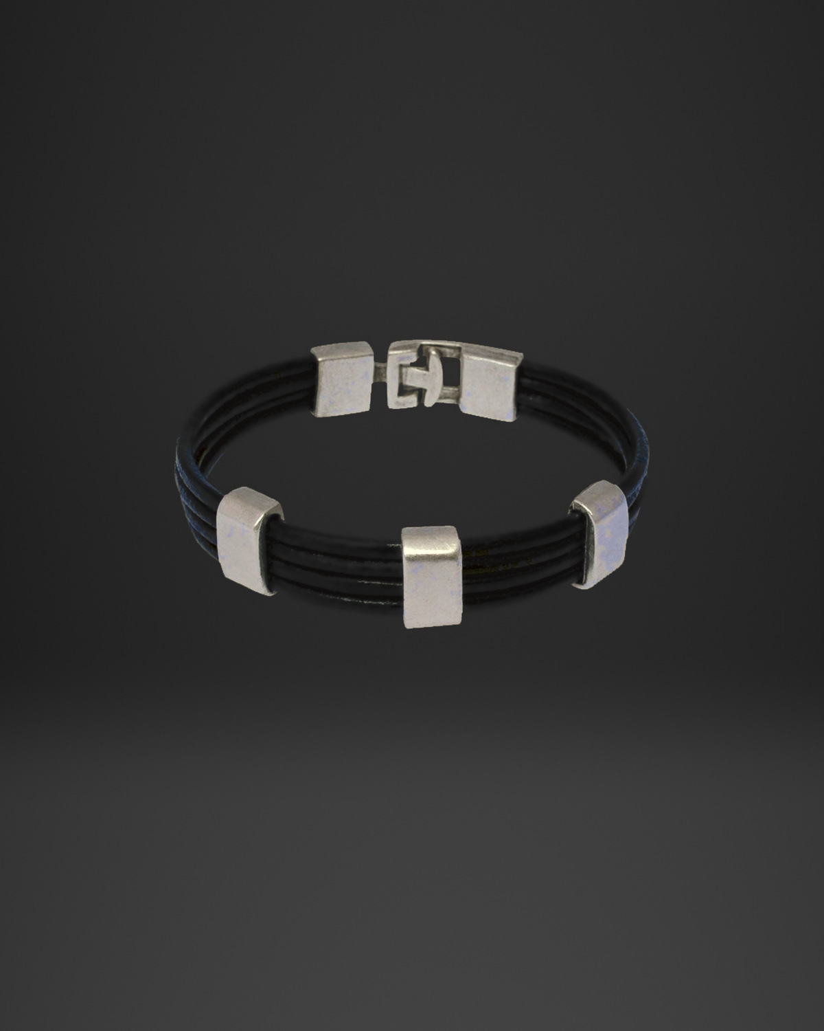 Triple Slider Four-Strand Leather Bracelet