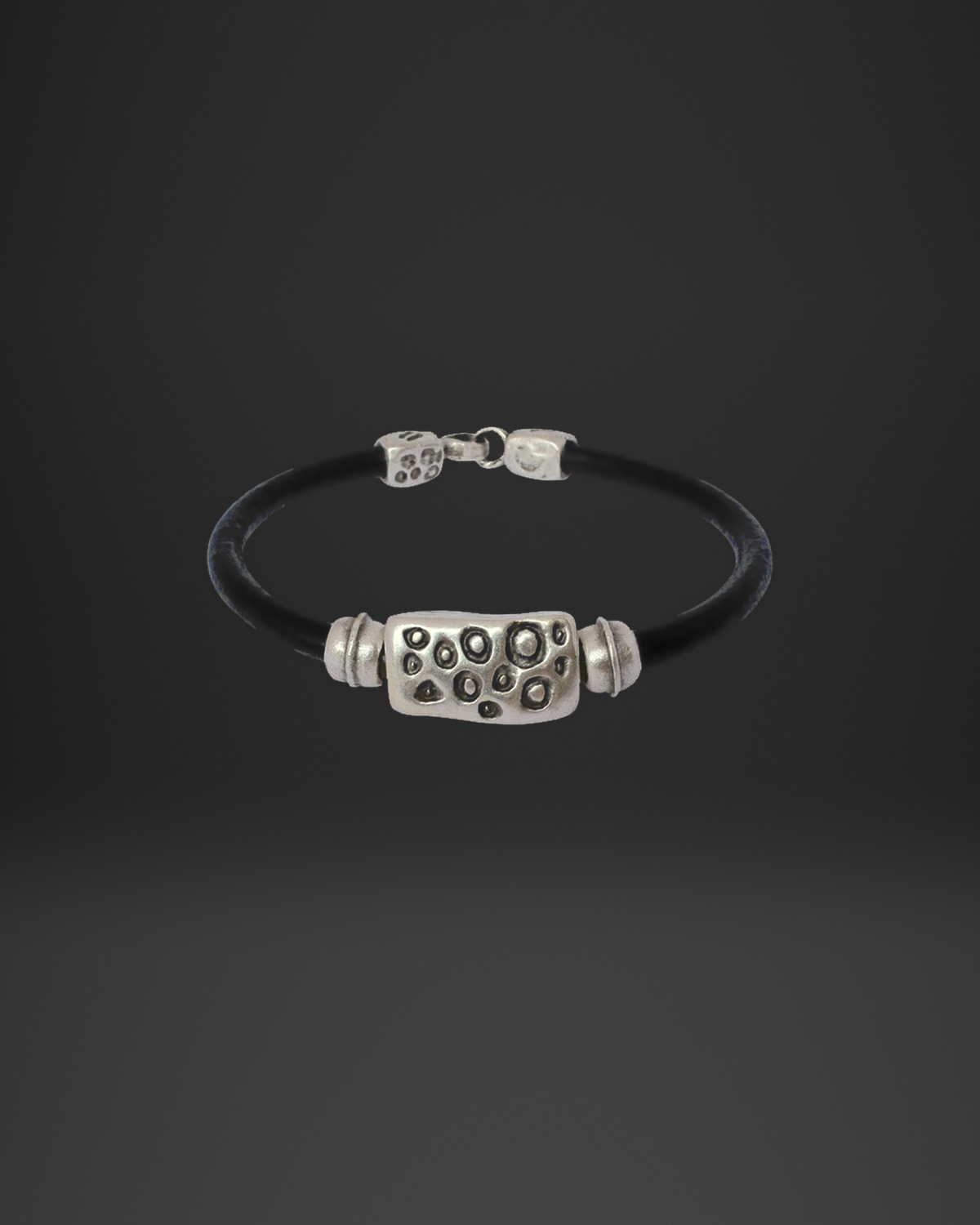 Bubble Texture Bar Round Leather Bracelet
