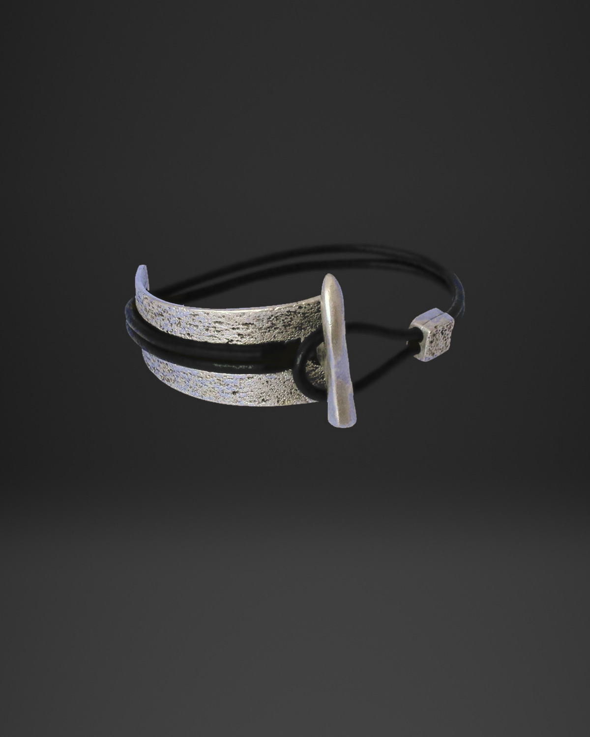 Textured Cuff and Hook Leather Bracelet