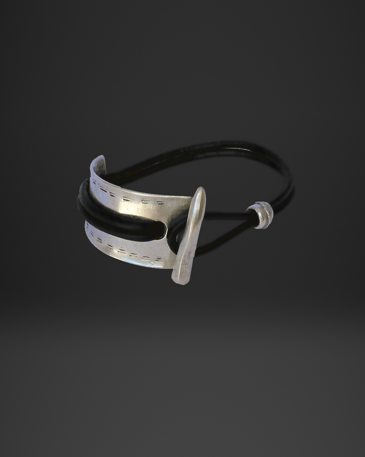 Stitched Line Cuff and Hook Leather Bracelet