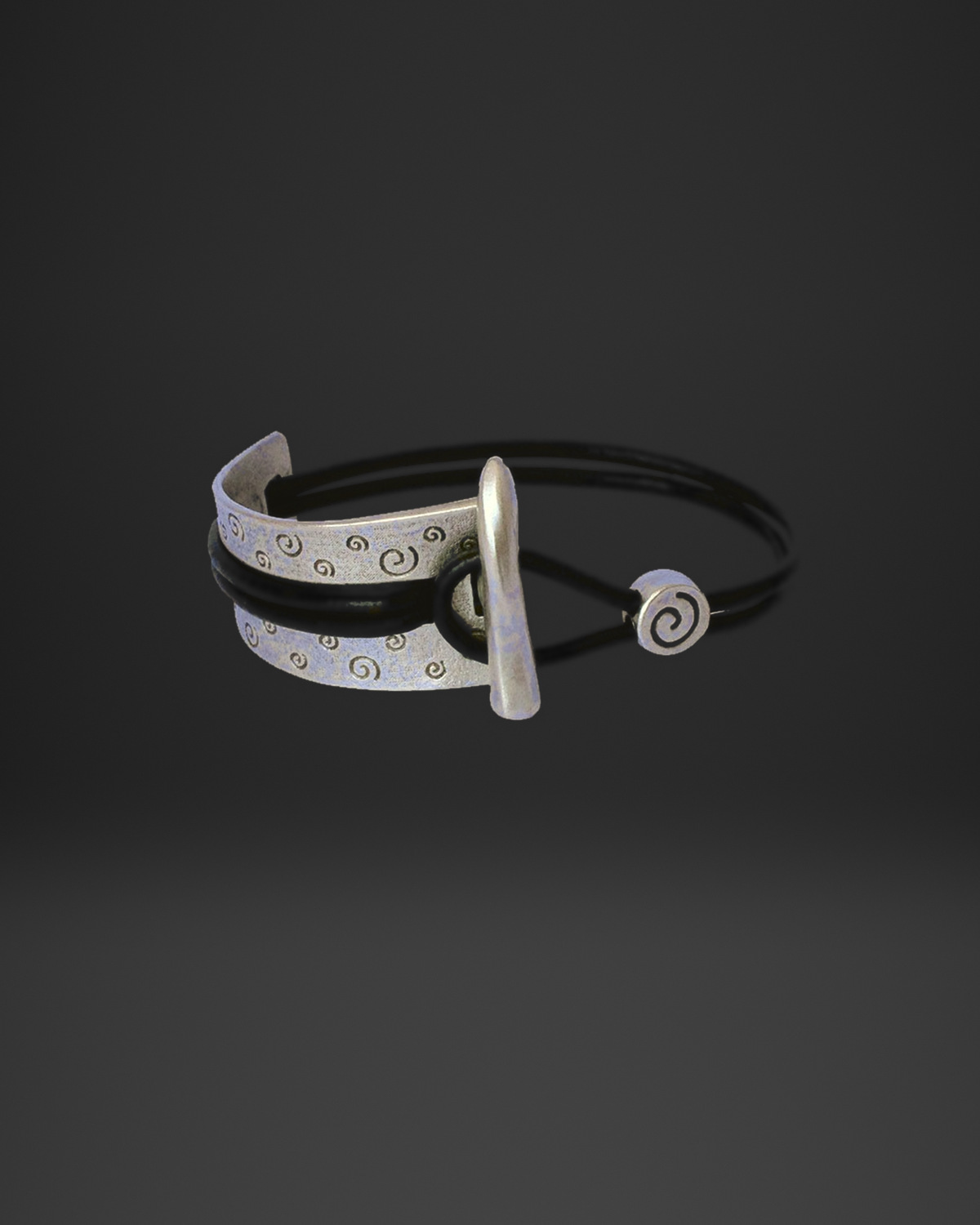 Swirl Pattern Cuff and Hook Leather Bracelet
