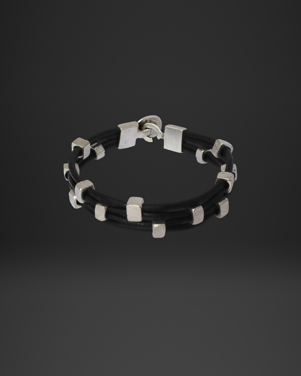 Scattered Cube Multi-Strand Leather Bracelet