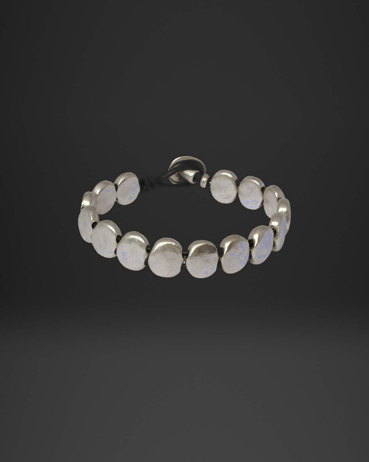 Flat Disc Bead Stretch Leather Bracelet
