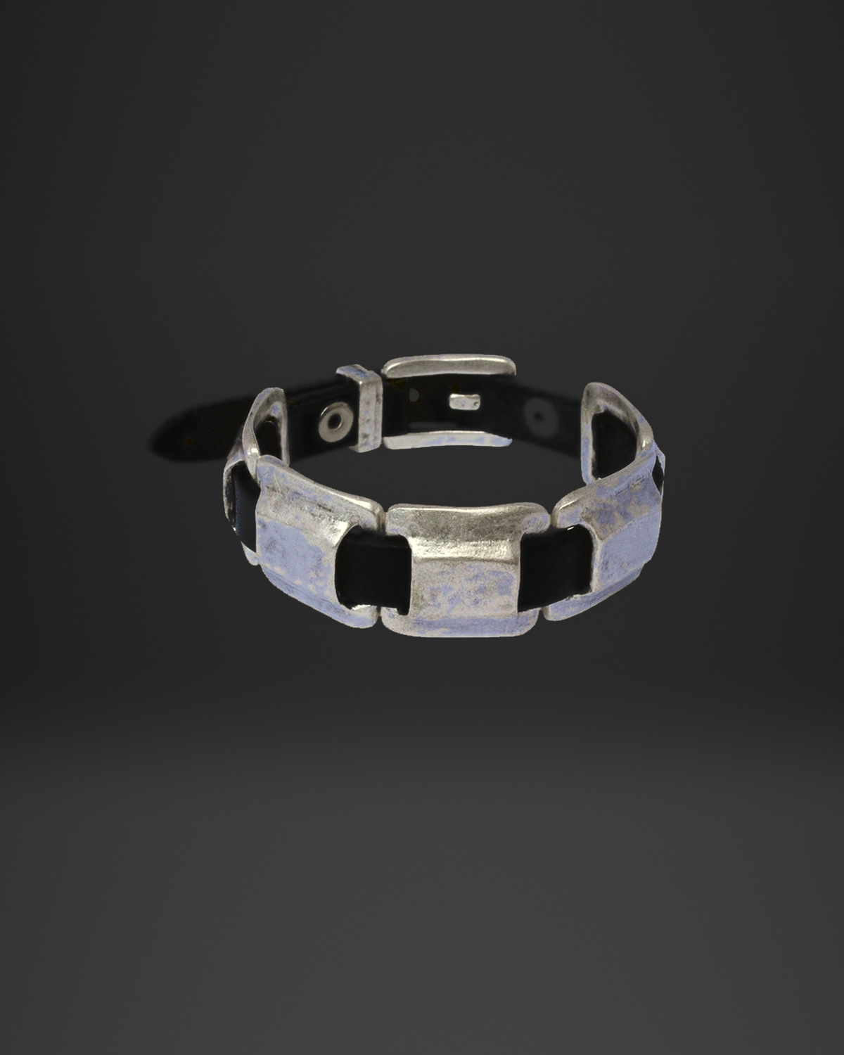 Square Link Buckle Leather Bracelet