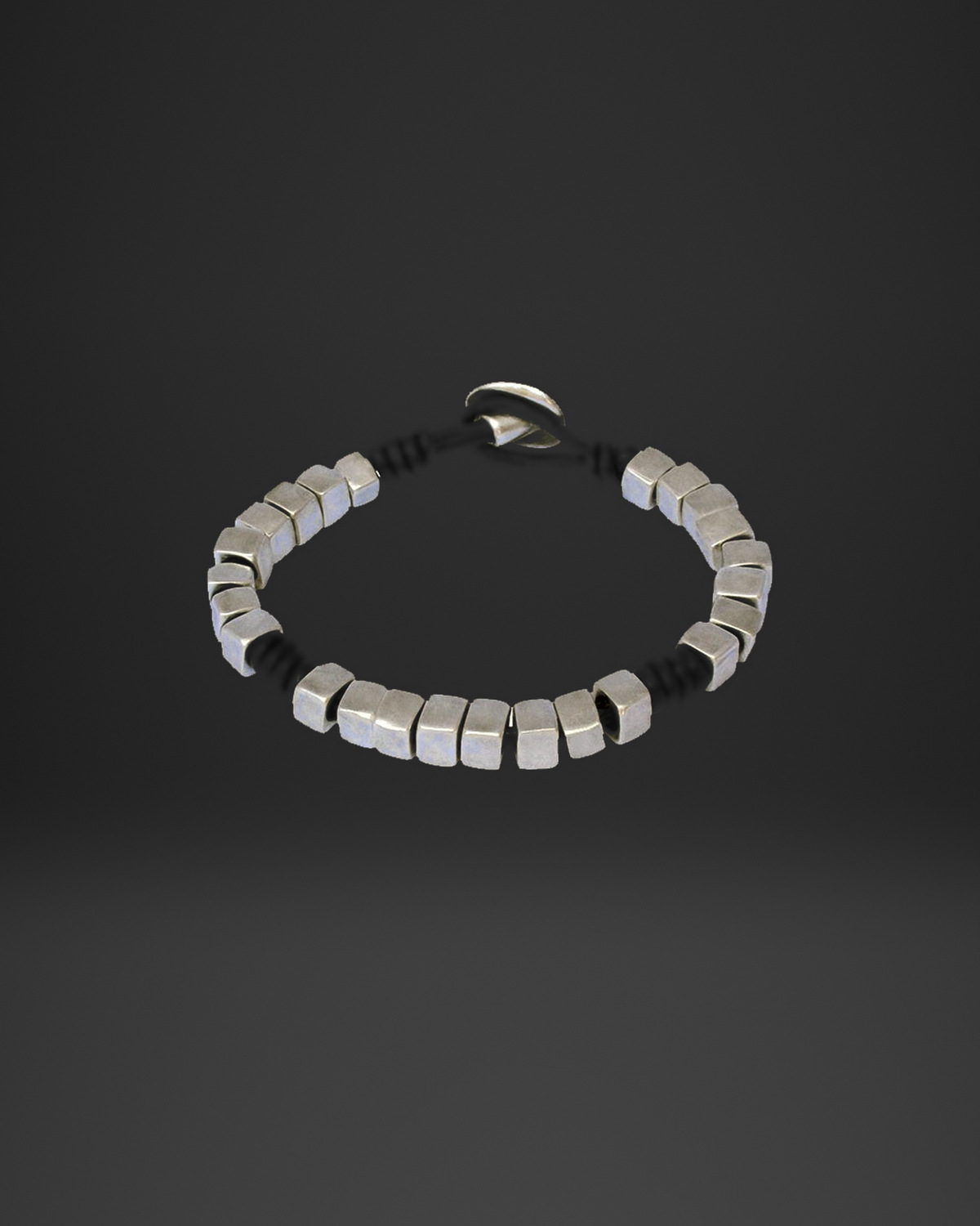 Square Cube Bead Knotted Leather Bracelet