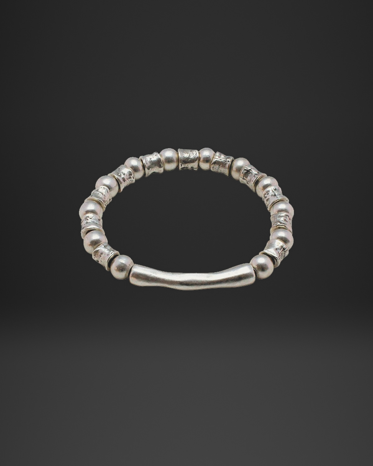 Curved Bar and Ball Bead Stretch Bracelet