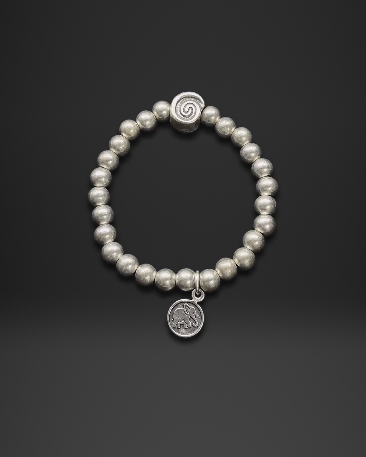 Spiral Bead Elephant Charm Stretch Bracelet