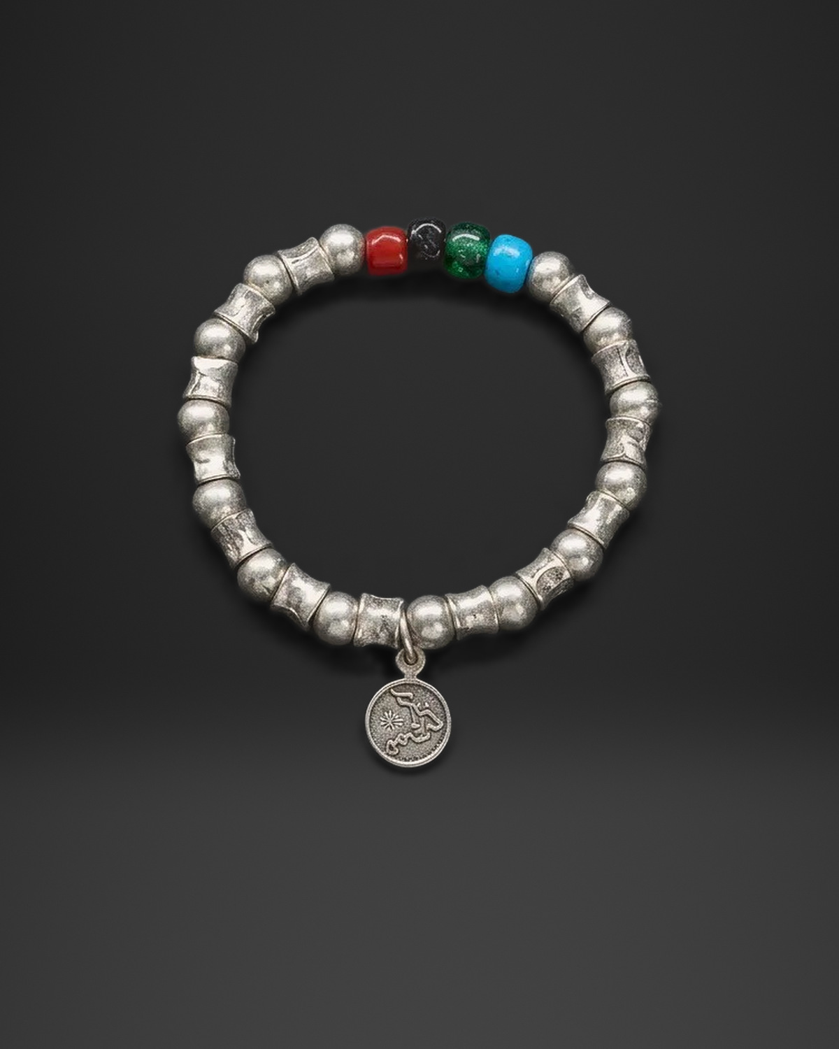 Bamboo Bead Colour Glass Stretch Bracelet