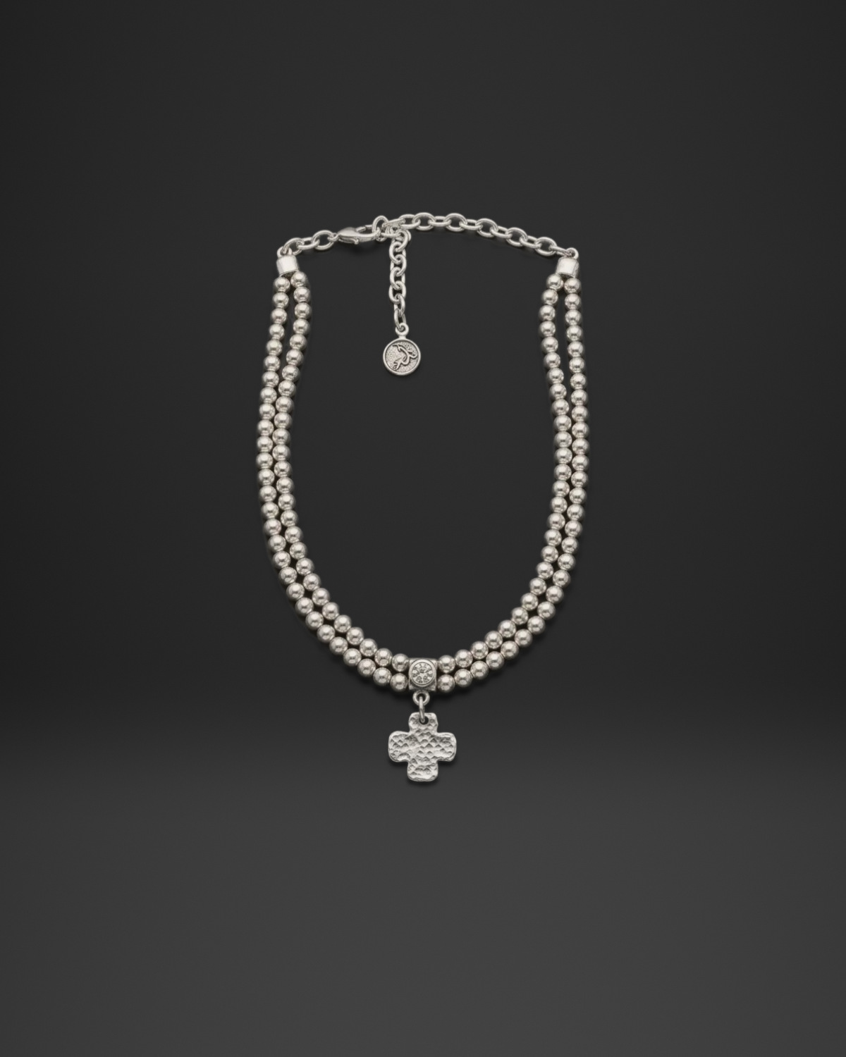 Double Strand Bead Cross Necklace