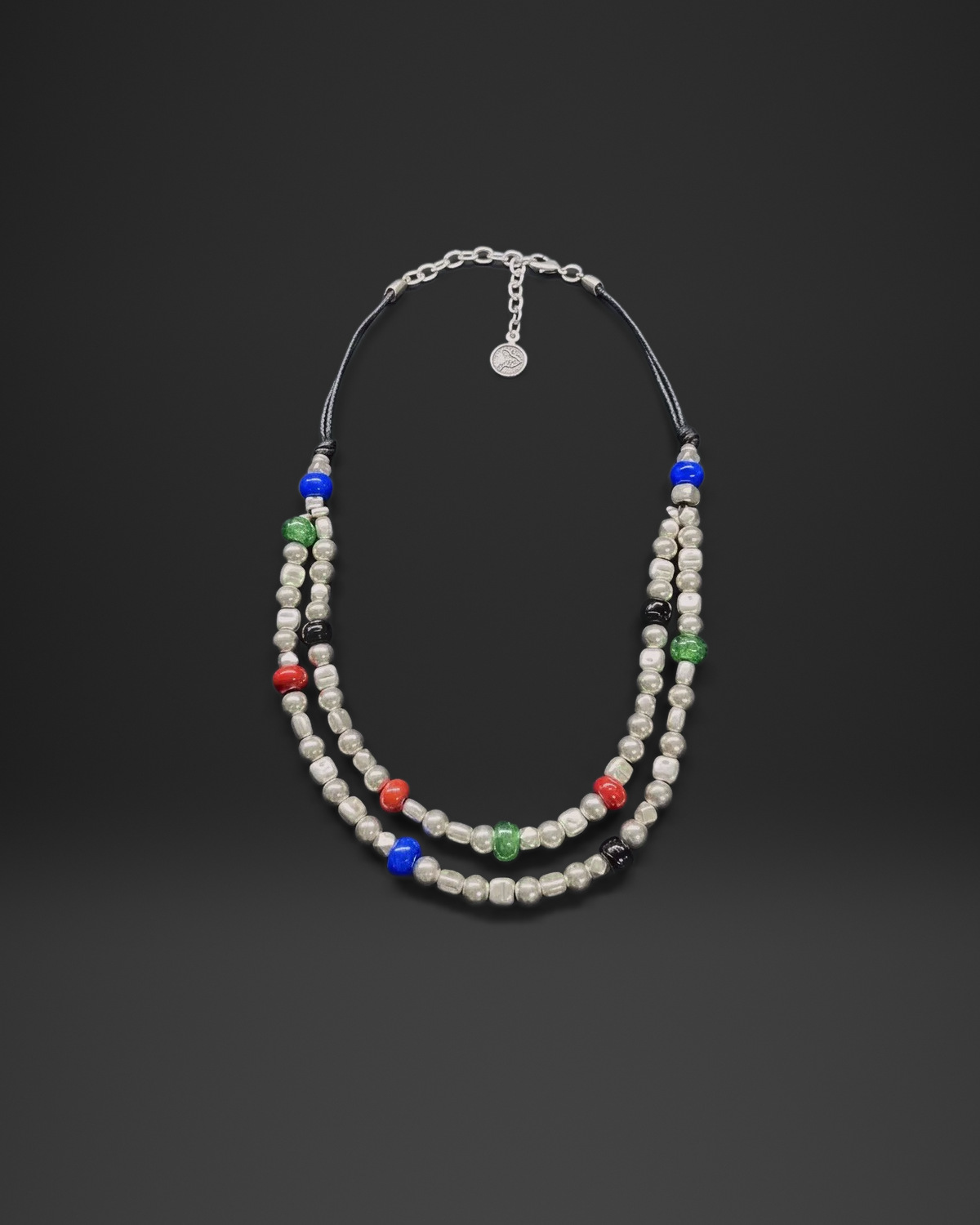 Colorful Glass Bead Double Strand Necklace