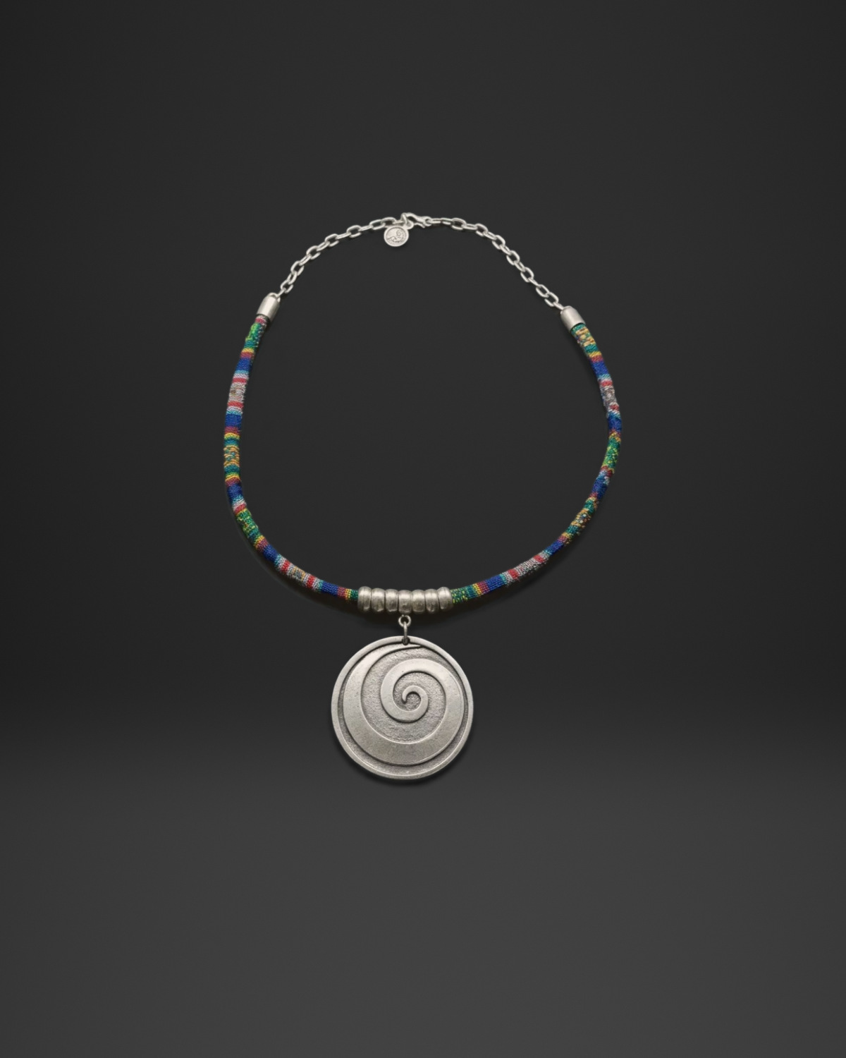 Woven Thread Spiral Disc Necklace