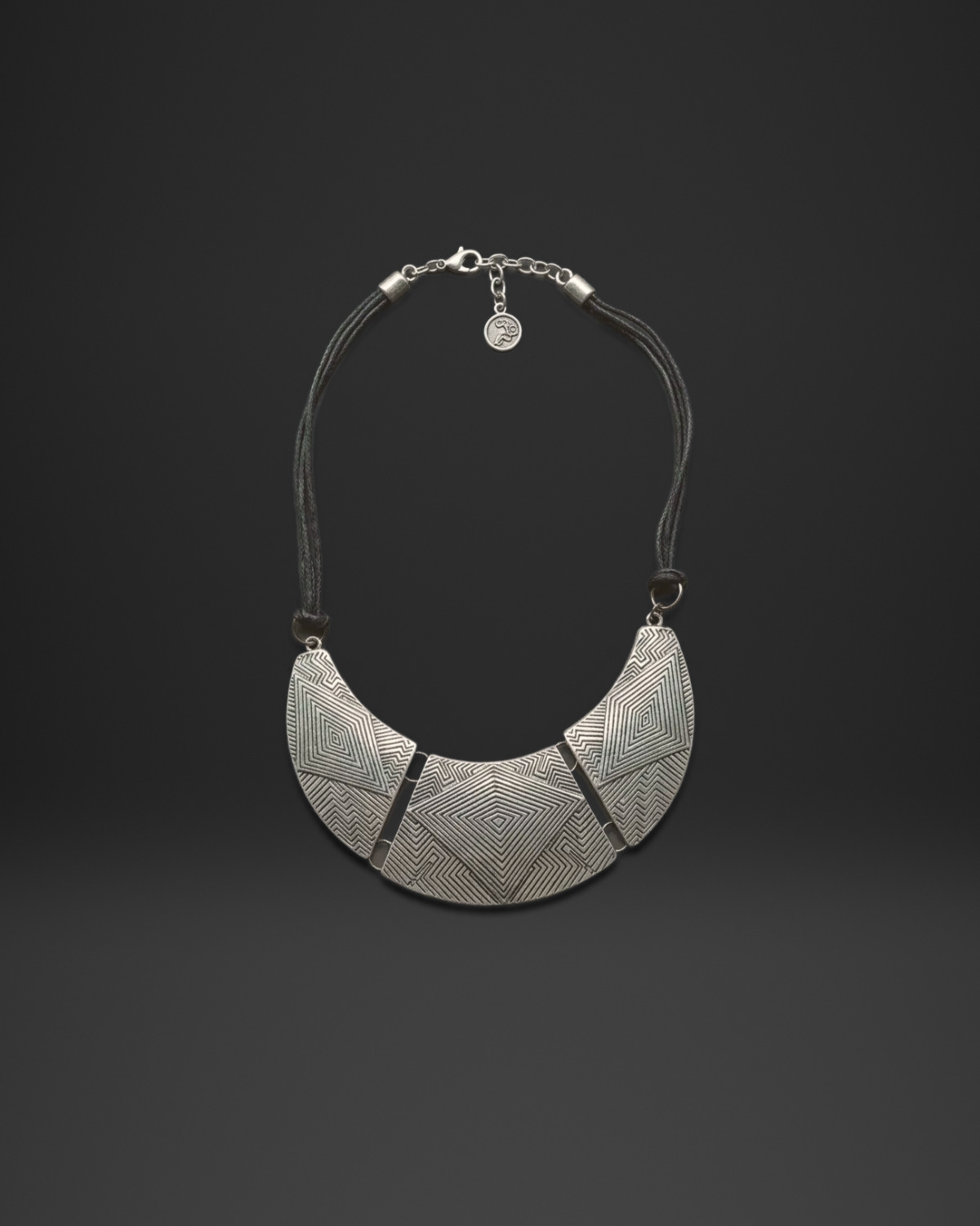 Geometric Crescent Bib Cord Necklace