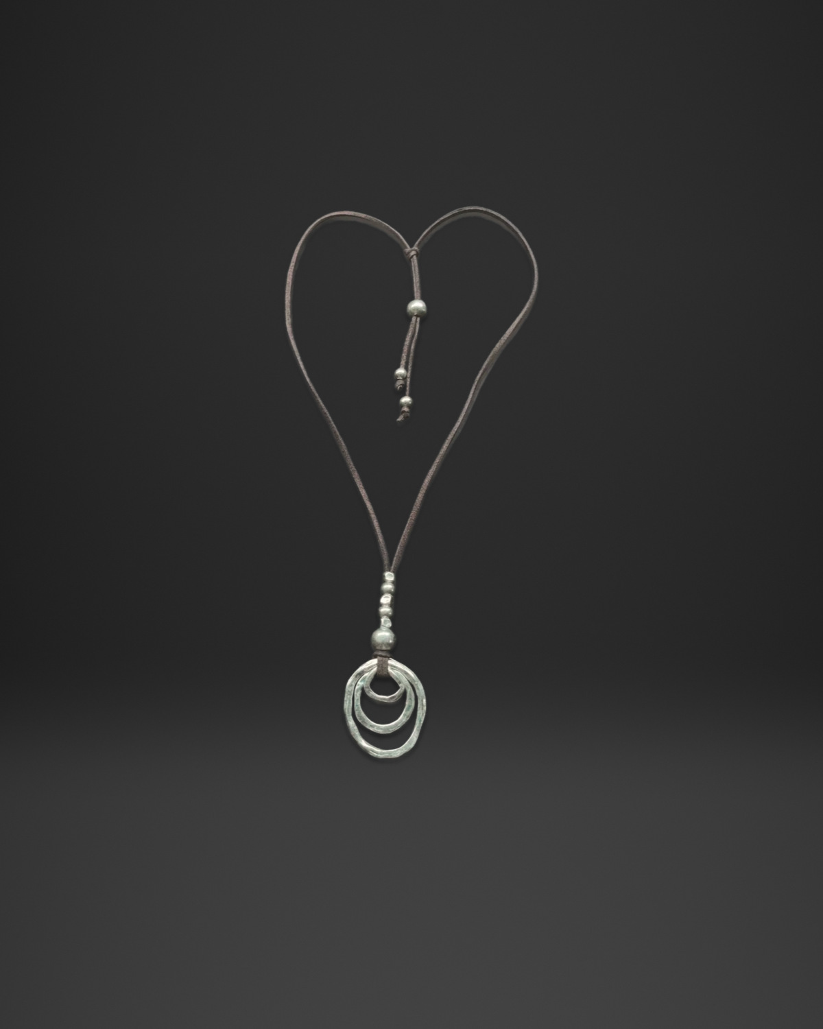 Triple Ring Cord Long Necklace