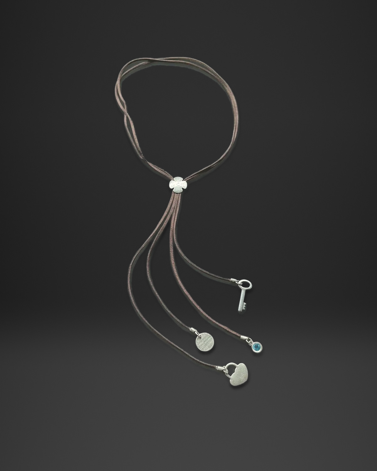 Charm Tassel Cord Lariat Necklace
