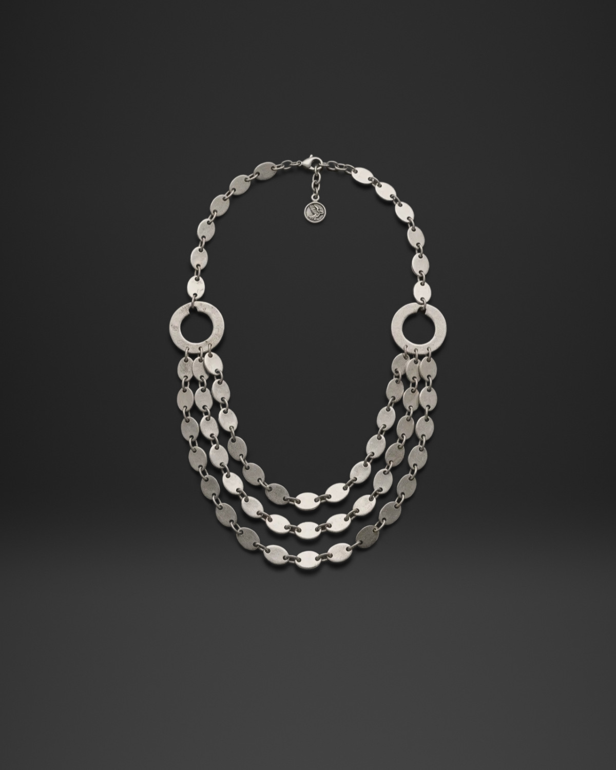 Layered Oval Sequin Chain Necklace