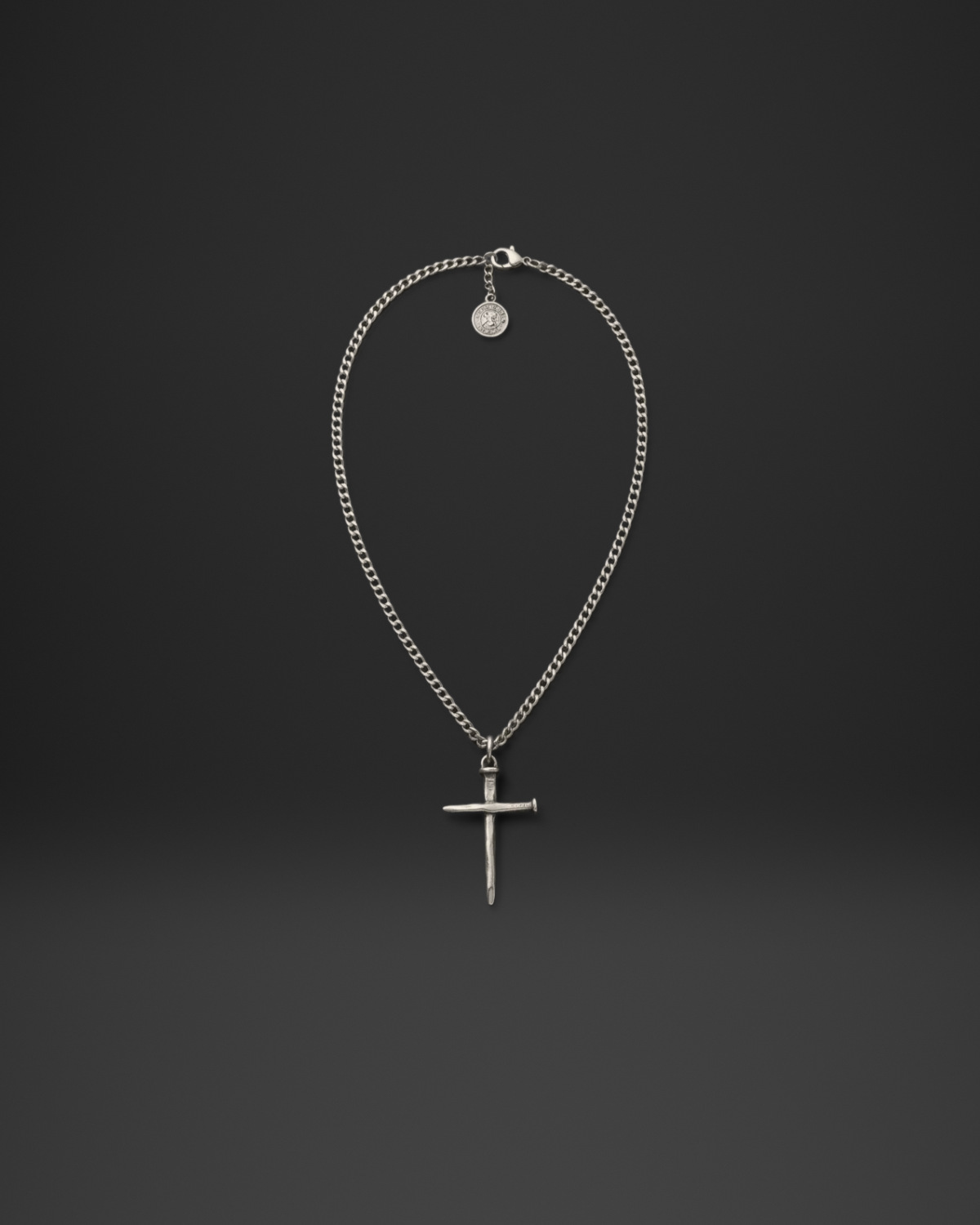 Long Chain Nail Cross Necklace