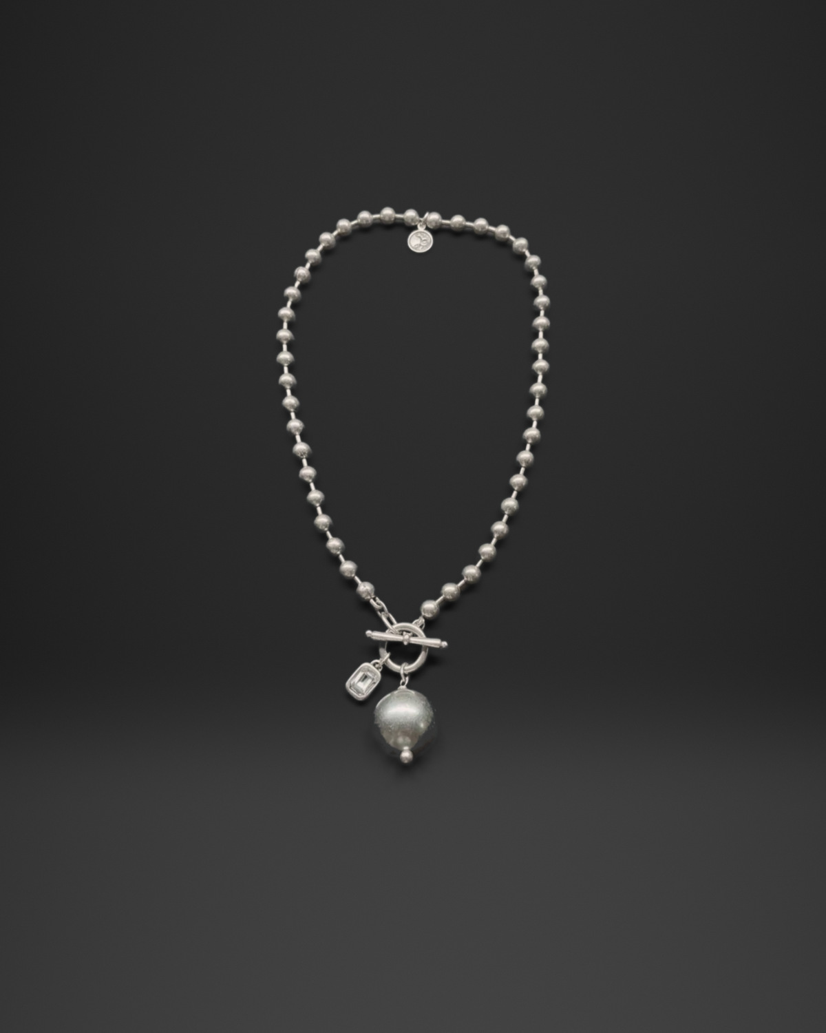 Ball Chain Pearl-Look Drop Necklace