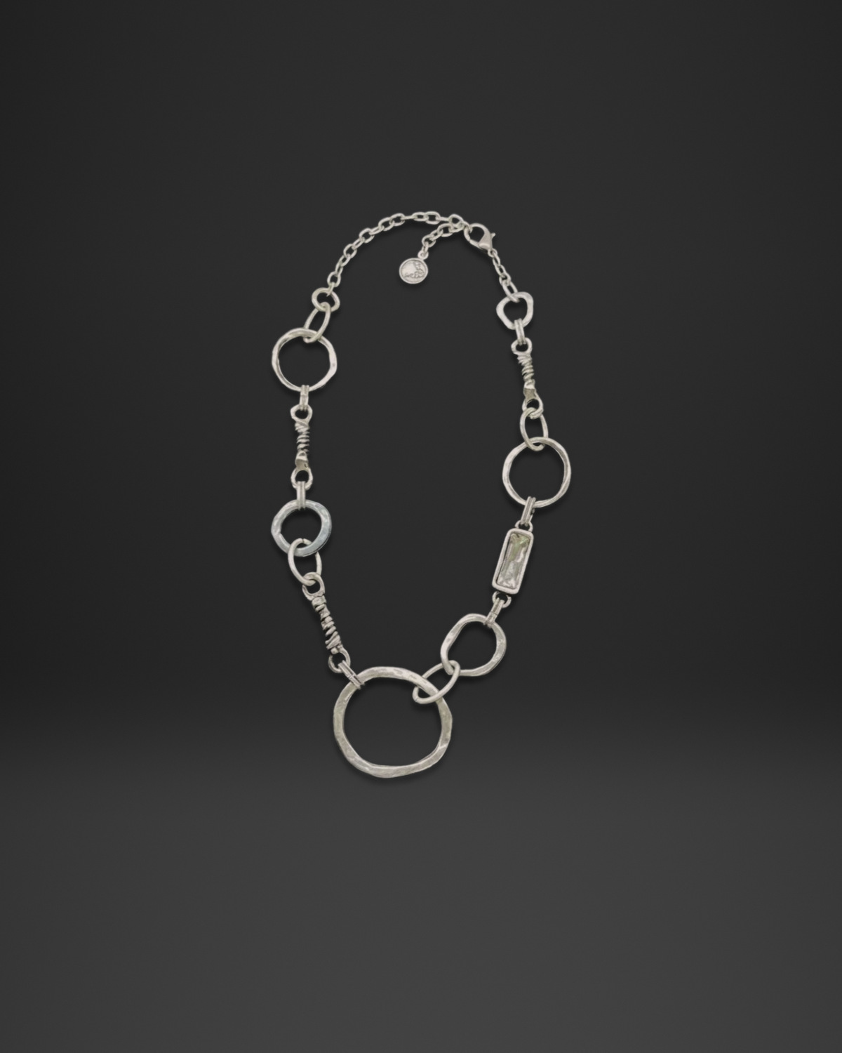 Mixed Ring Link Long Necklace