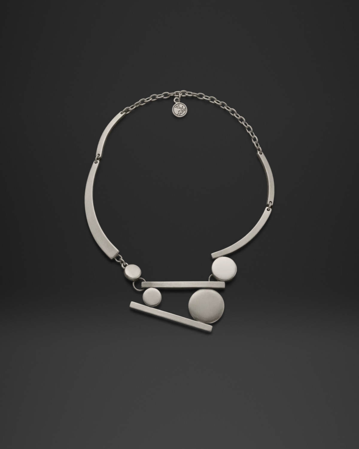 Geometric Bar and Disc Collar Necklace