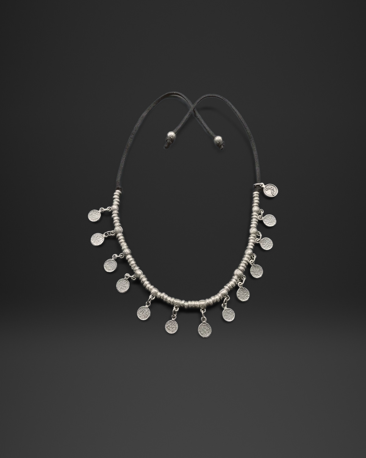 Coin Fringe Cord Necklace