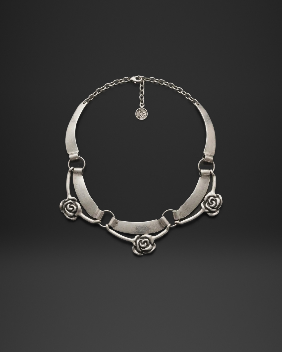 Rose Accent Bar Collar Necklace