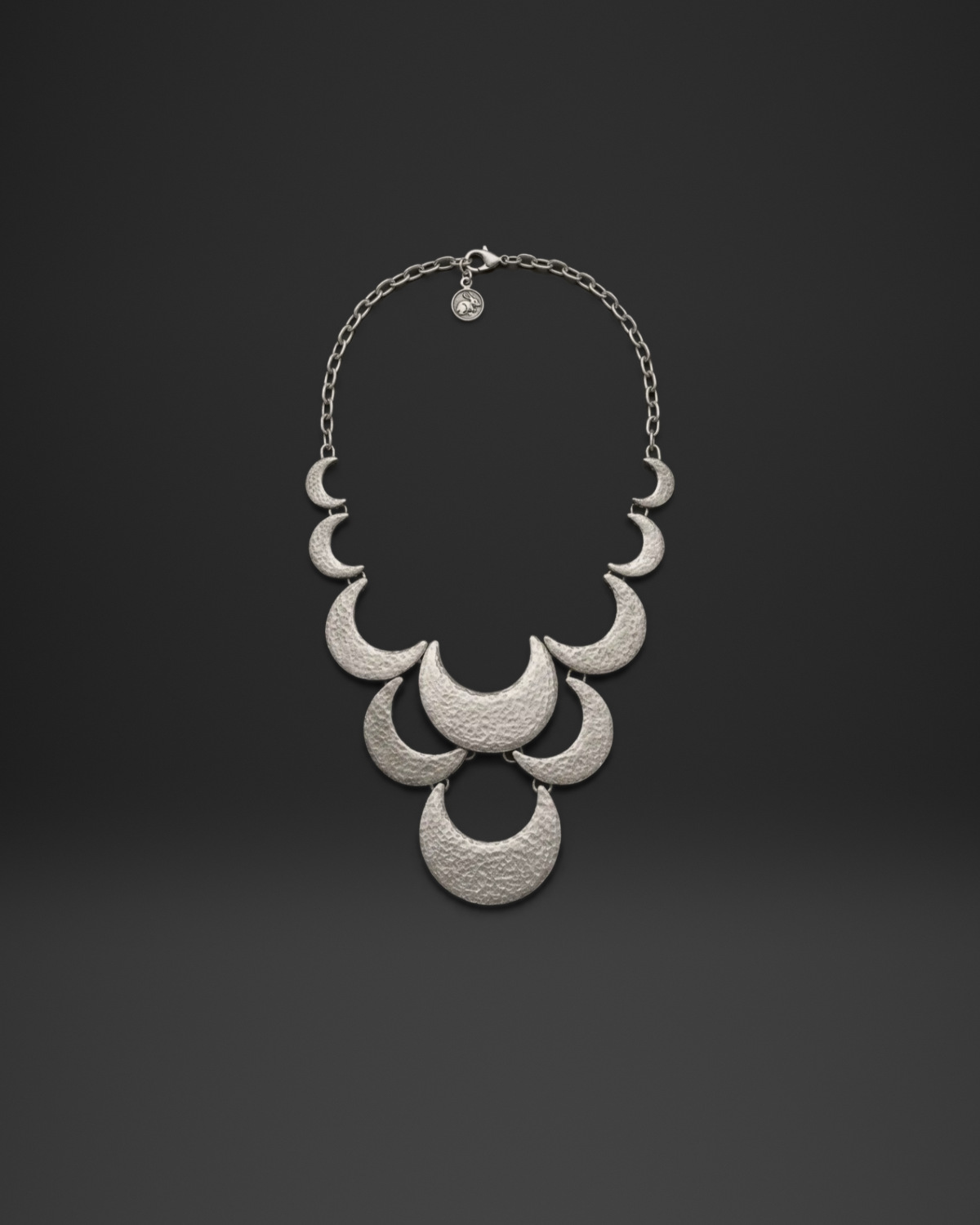 Hammered Crescent Moon Bib Necklace