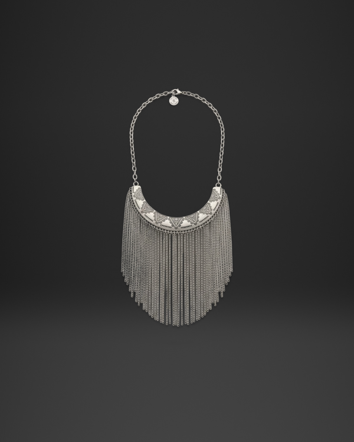 Long Chain Fringe Bib Necklace