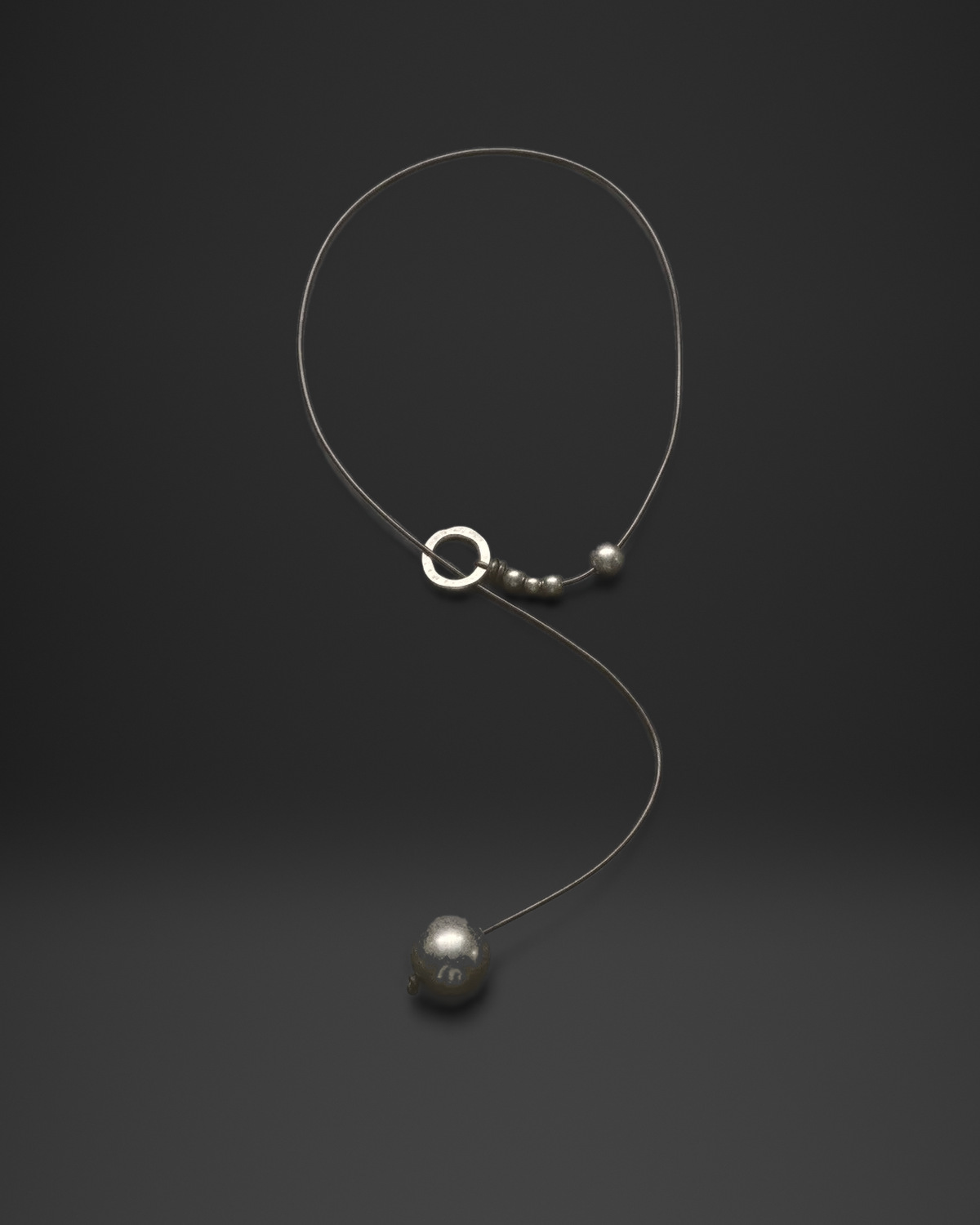 Ball Drop Wire Lariat Necklace