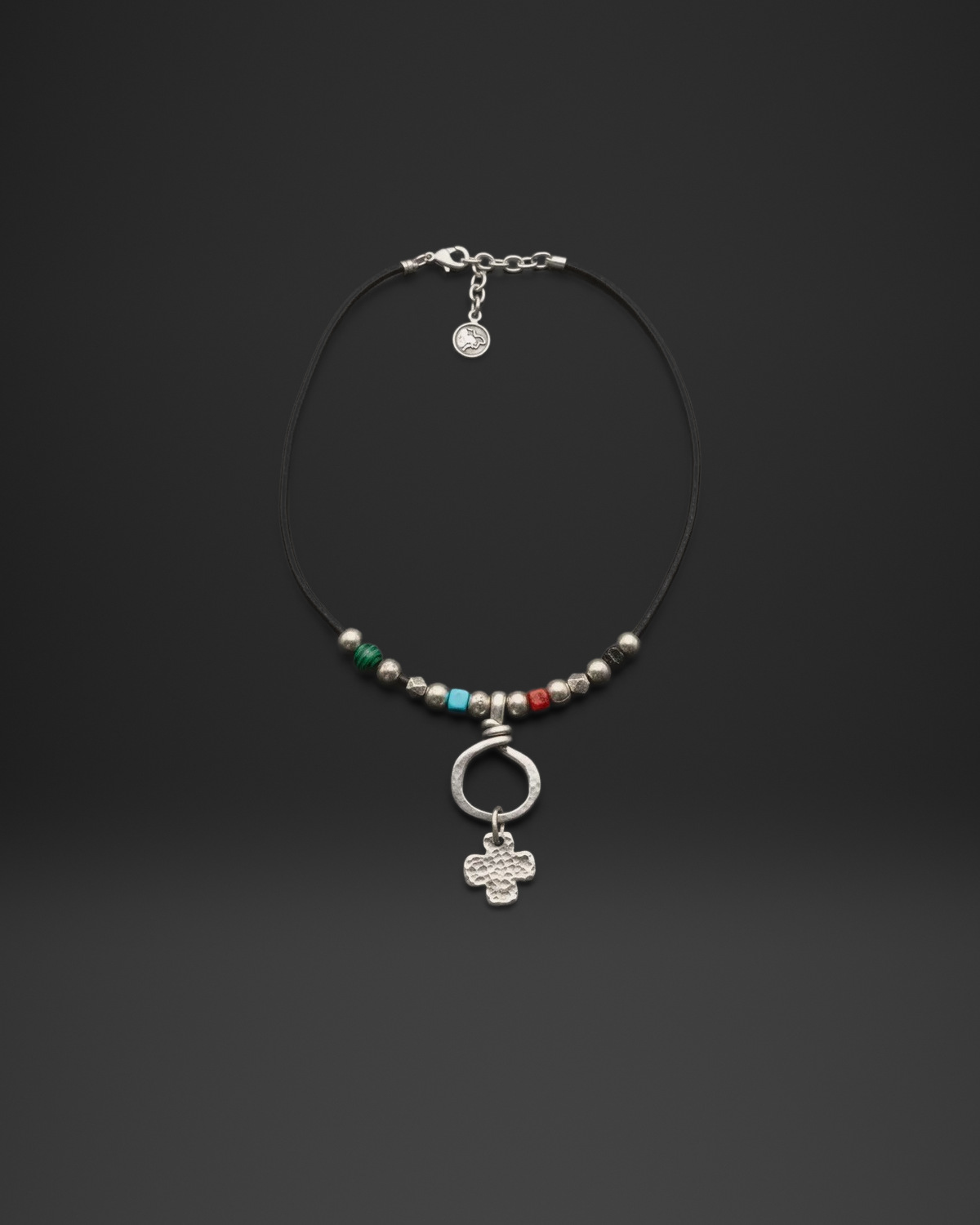 Rustic Cross Ring Cord Necklace