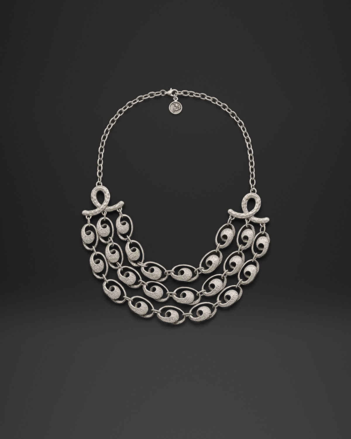 Triple Row Swirl Link Necklace