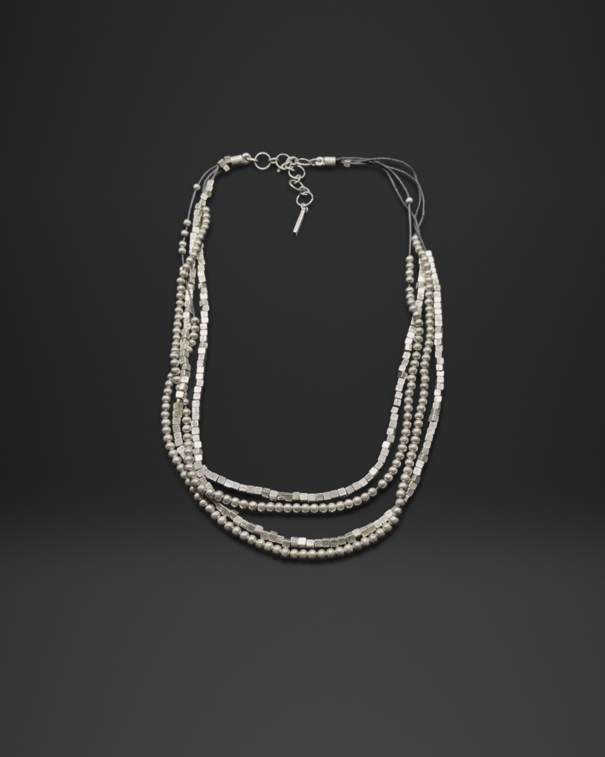 Multi Strand Bead Cord Long Necklace