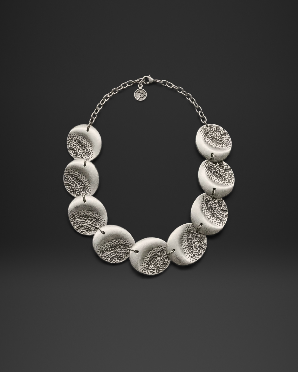 Half Textured Disc Link Necklace