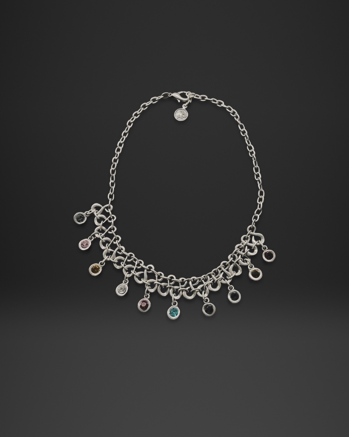 Crystal Ring Fringe Chain Necklace