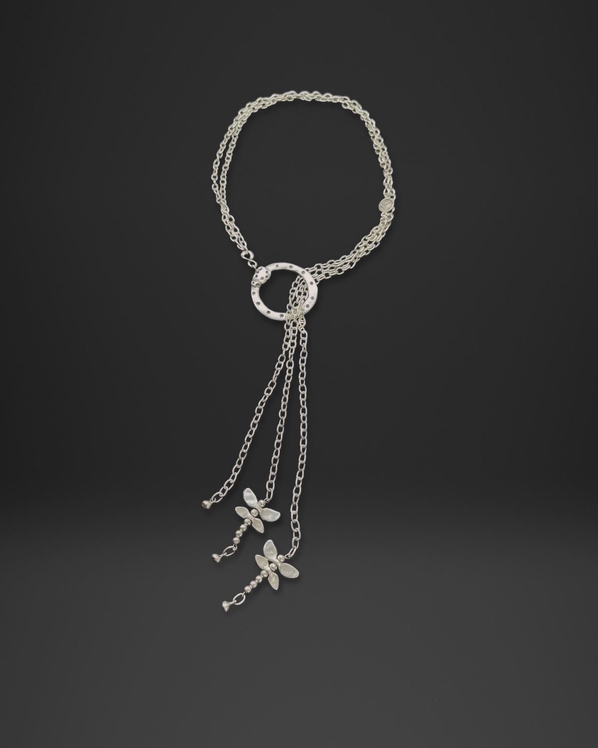 Dragonfly Charm Chain Lariat Necklace