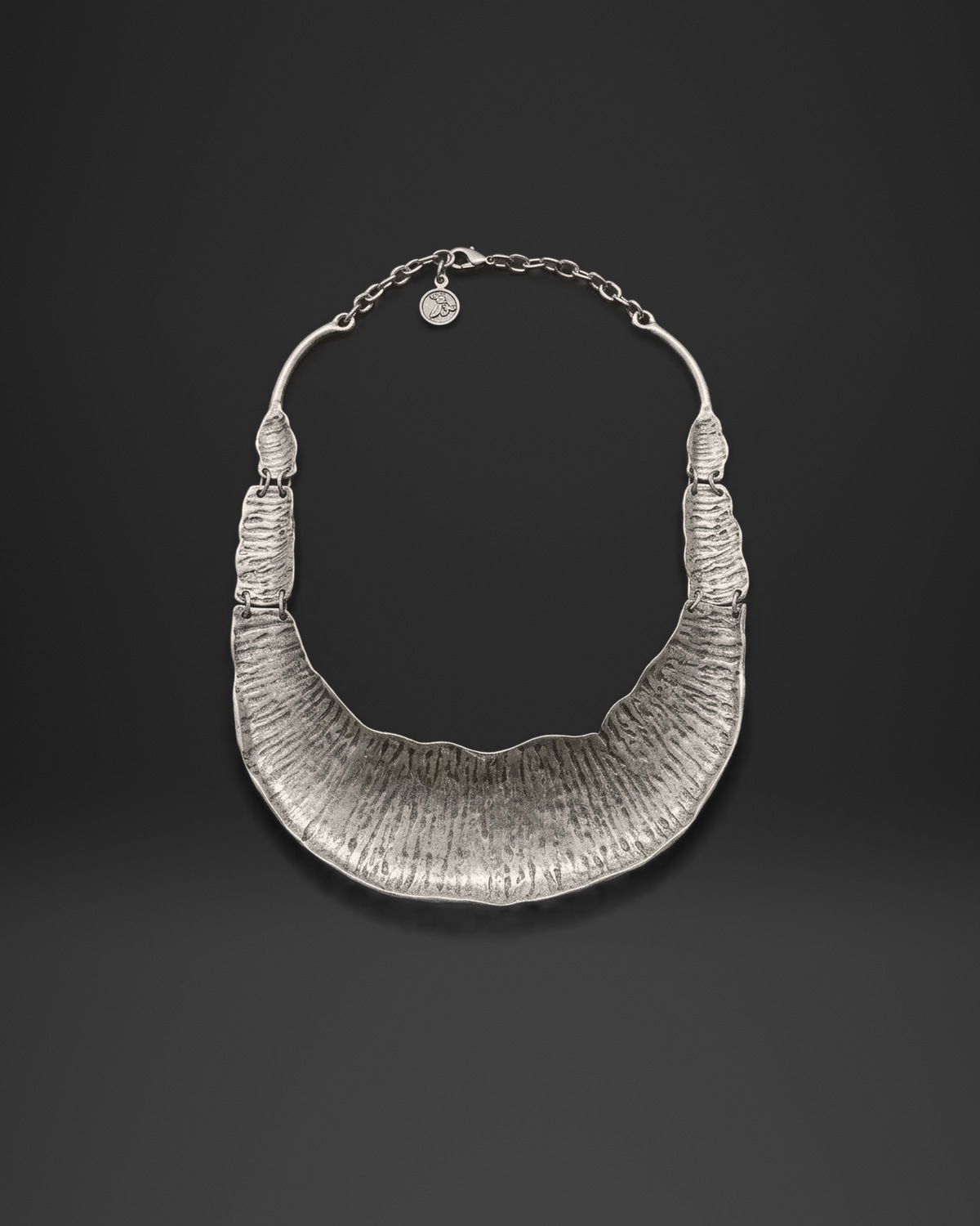 Textured Crescent Bib Necklace