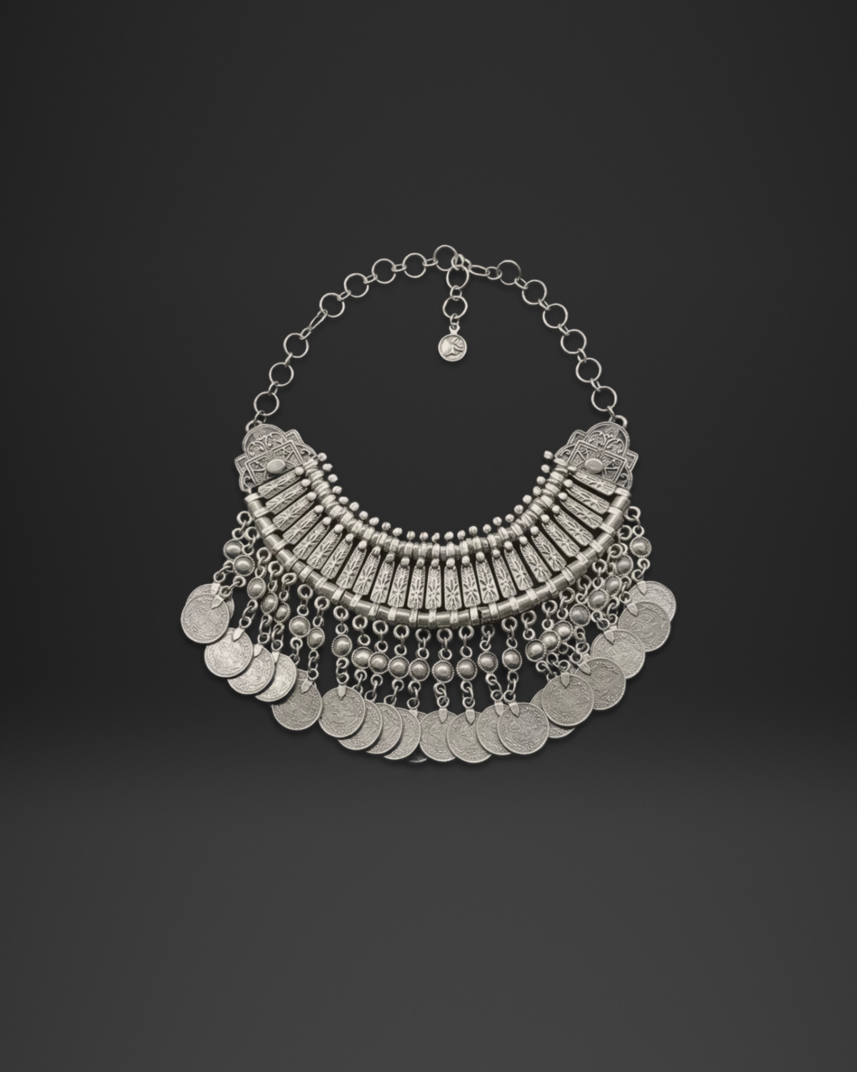 Ottoman Coin Fringe Bib Necklace