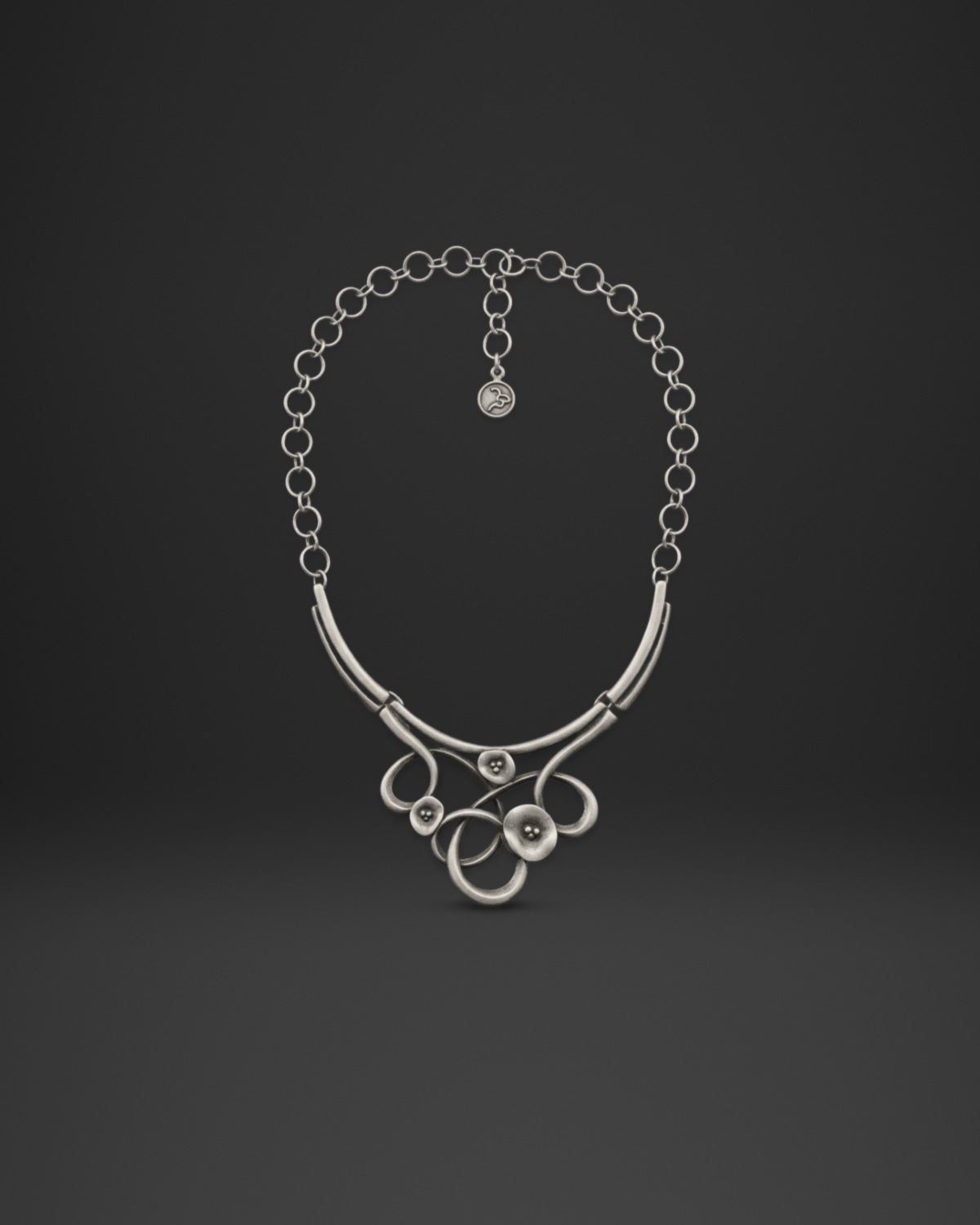 Ring Chain Scroll Pendant Necklace