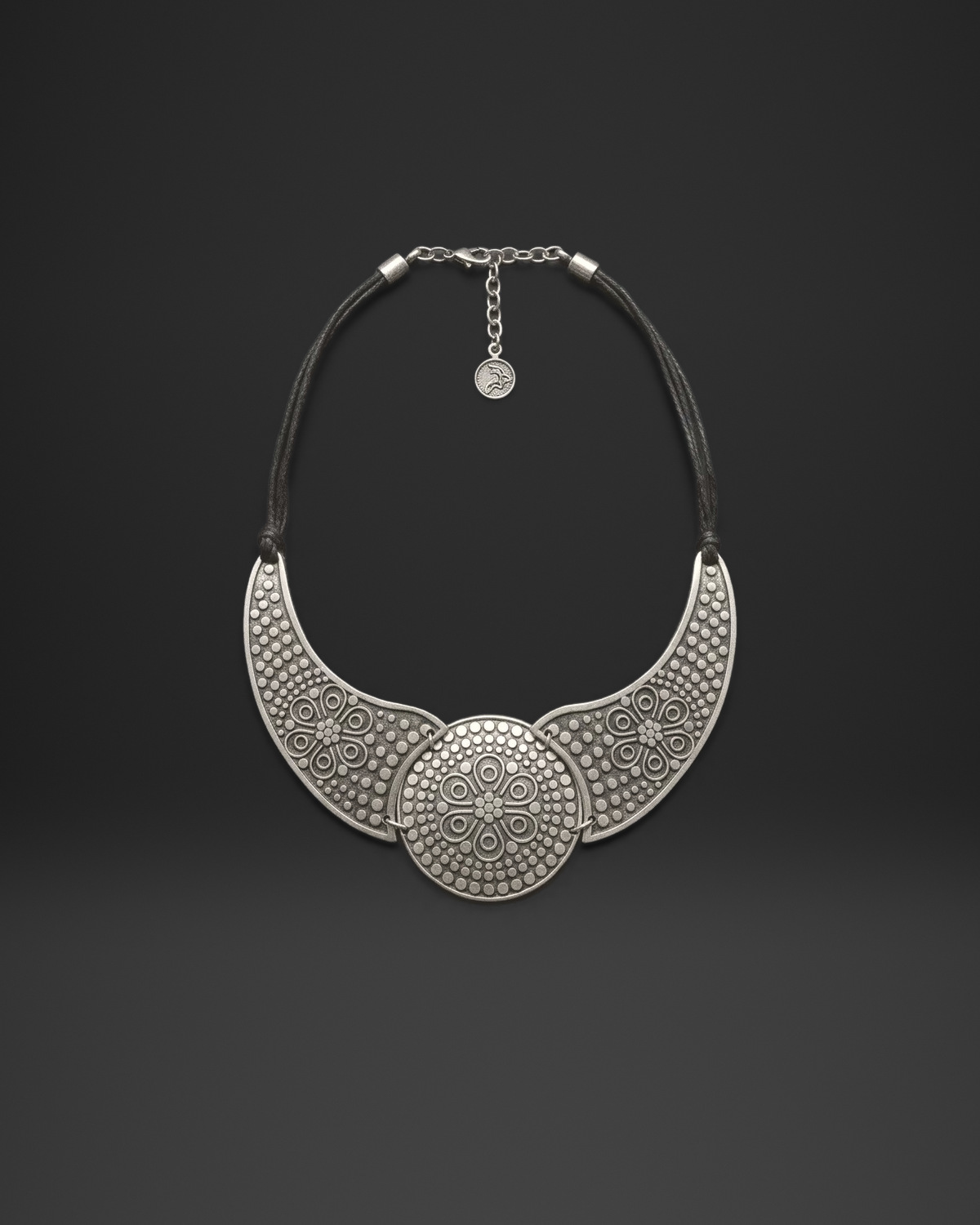 Dotted Mandala Bib Cord Necklace