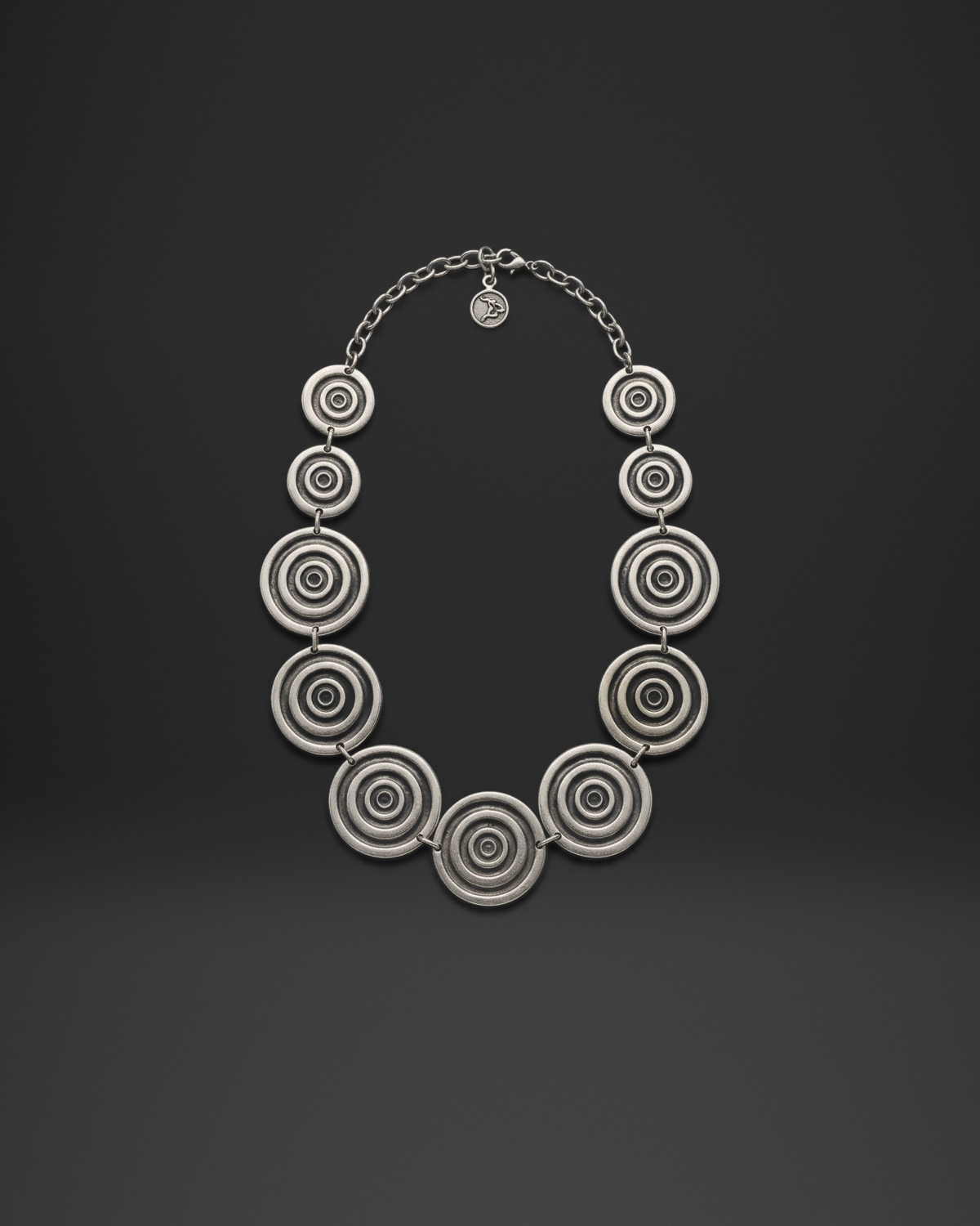 Concentric Ring Disc Link Necklace