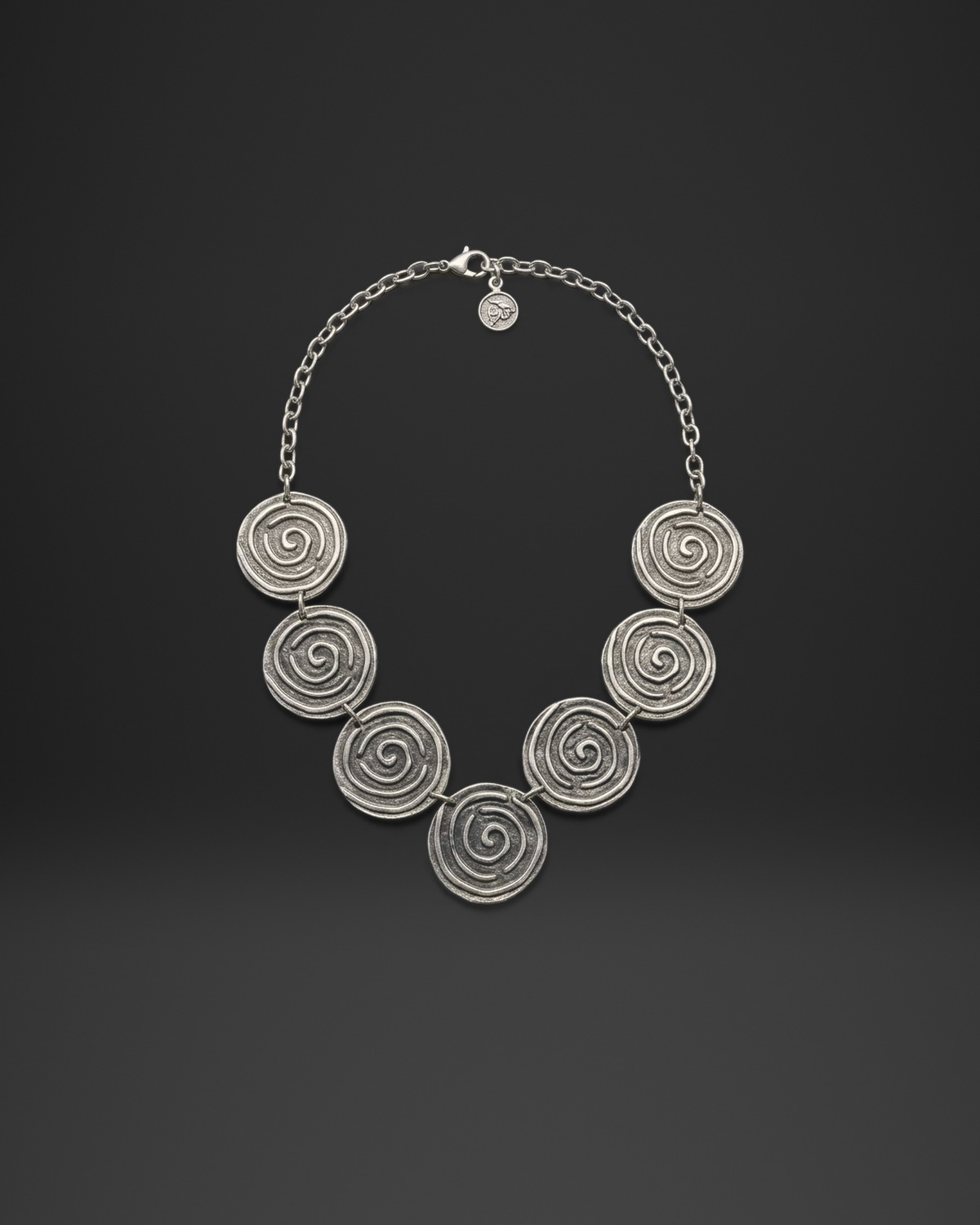 Raised Spiral Disc Link Necklace