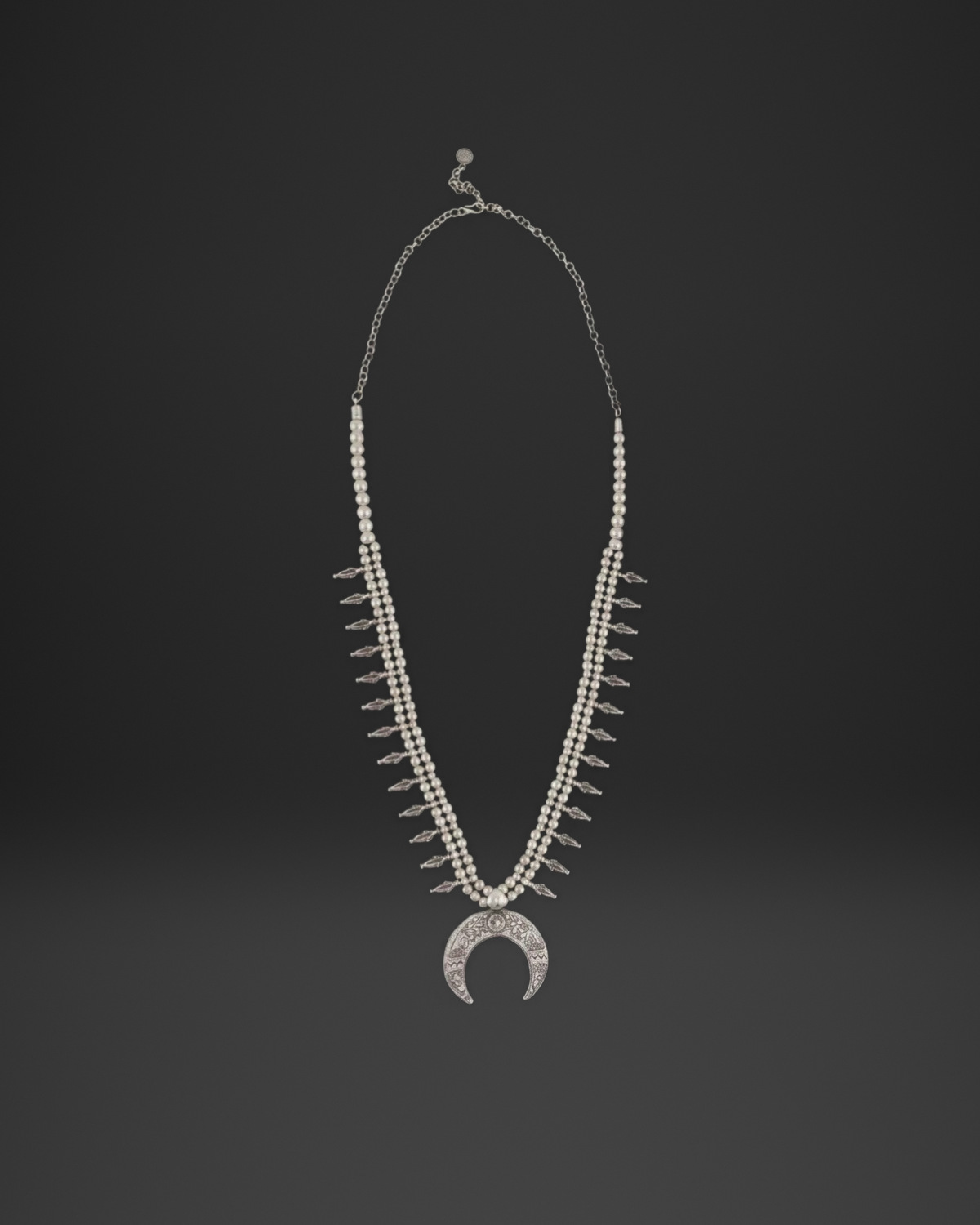 Spike Fringe Crescent Long Necklace
