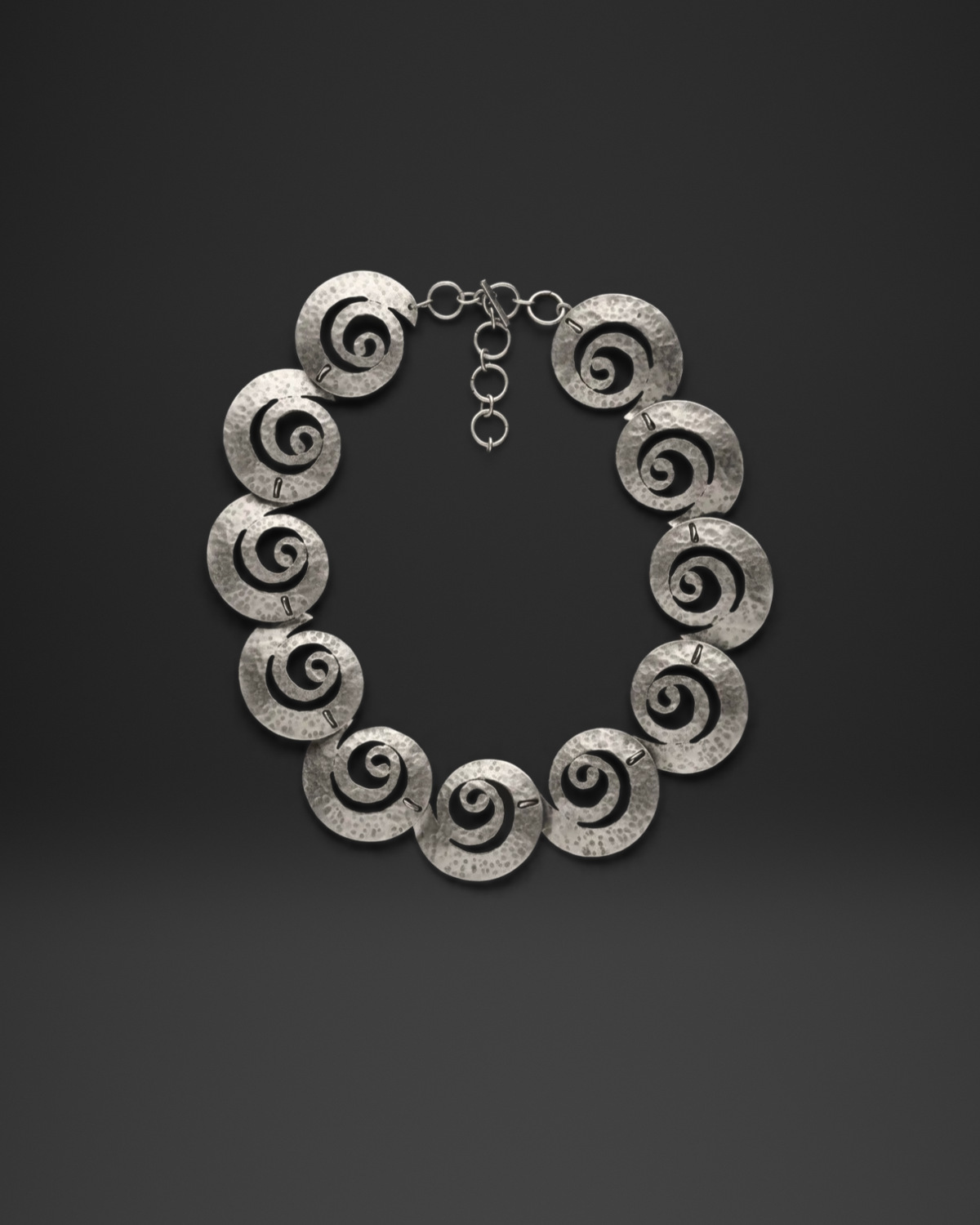 Hammered Spiral Cut-Out Disc Necklace