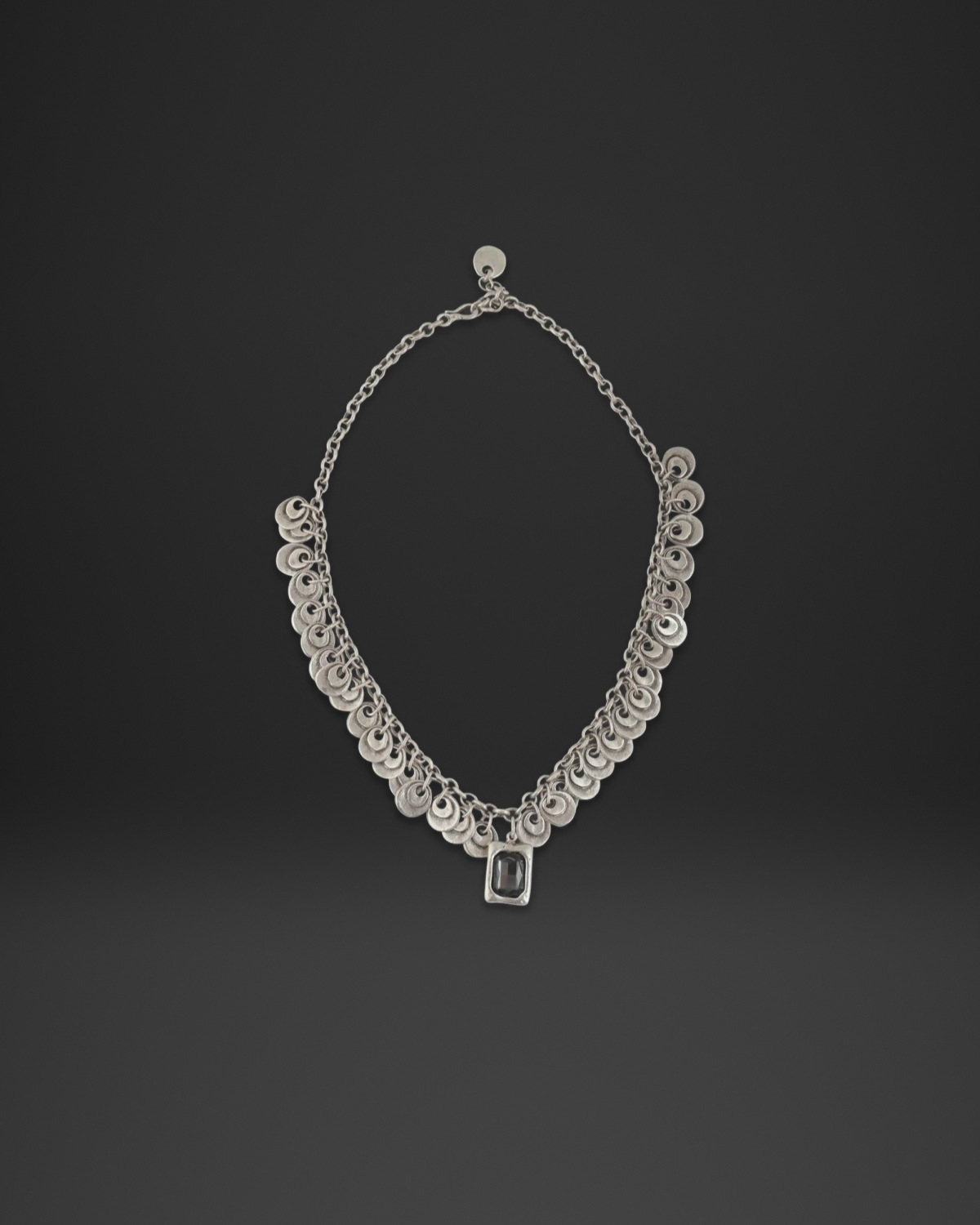 Layered Sequin Disc Crystal Necklace